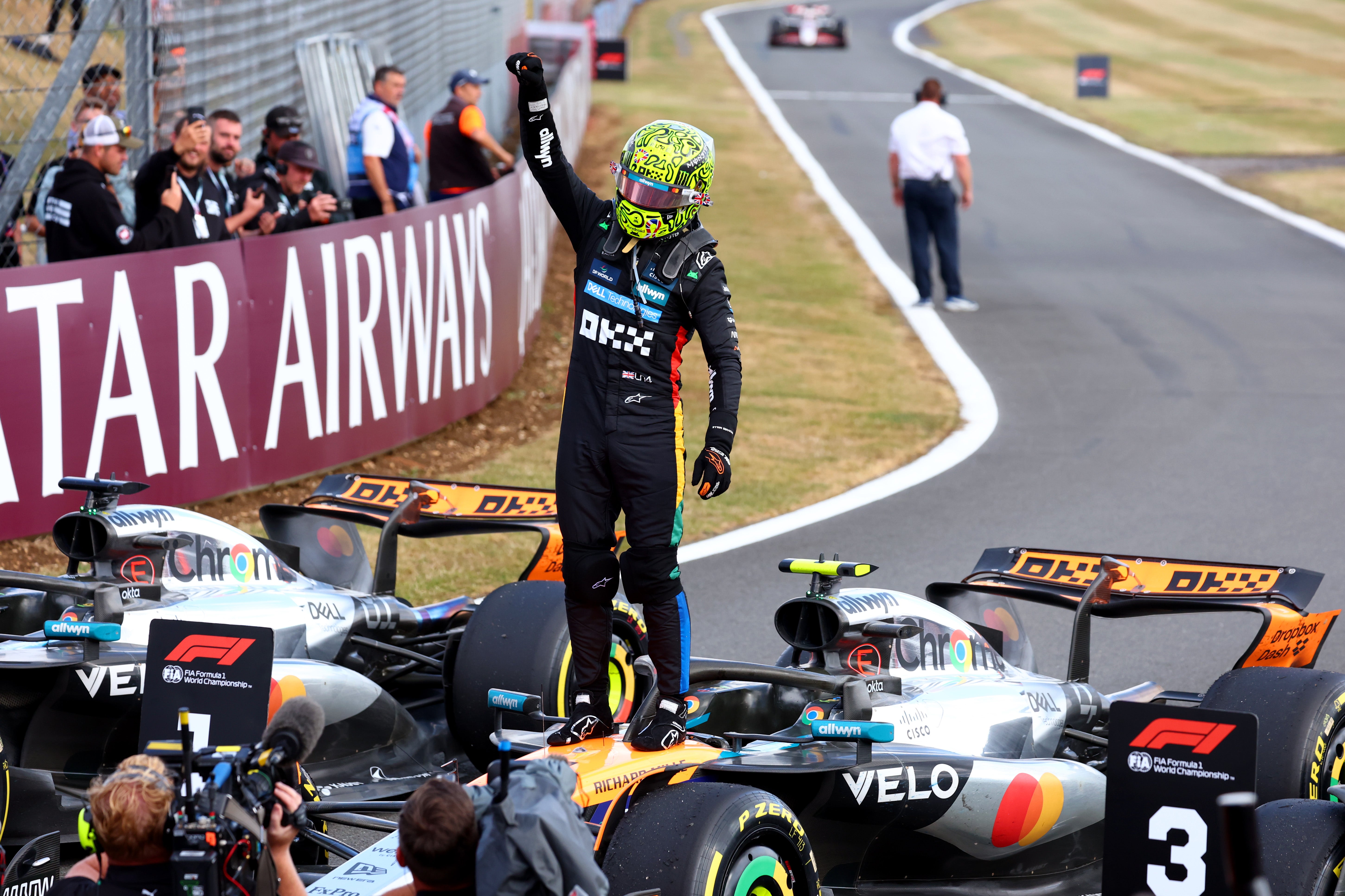 Norris celebrates his first win at Silverstone