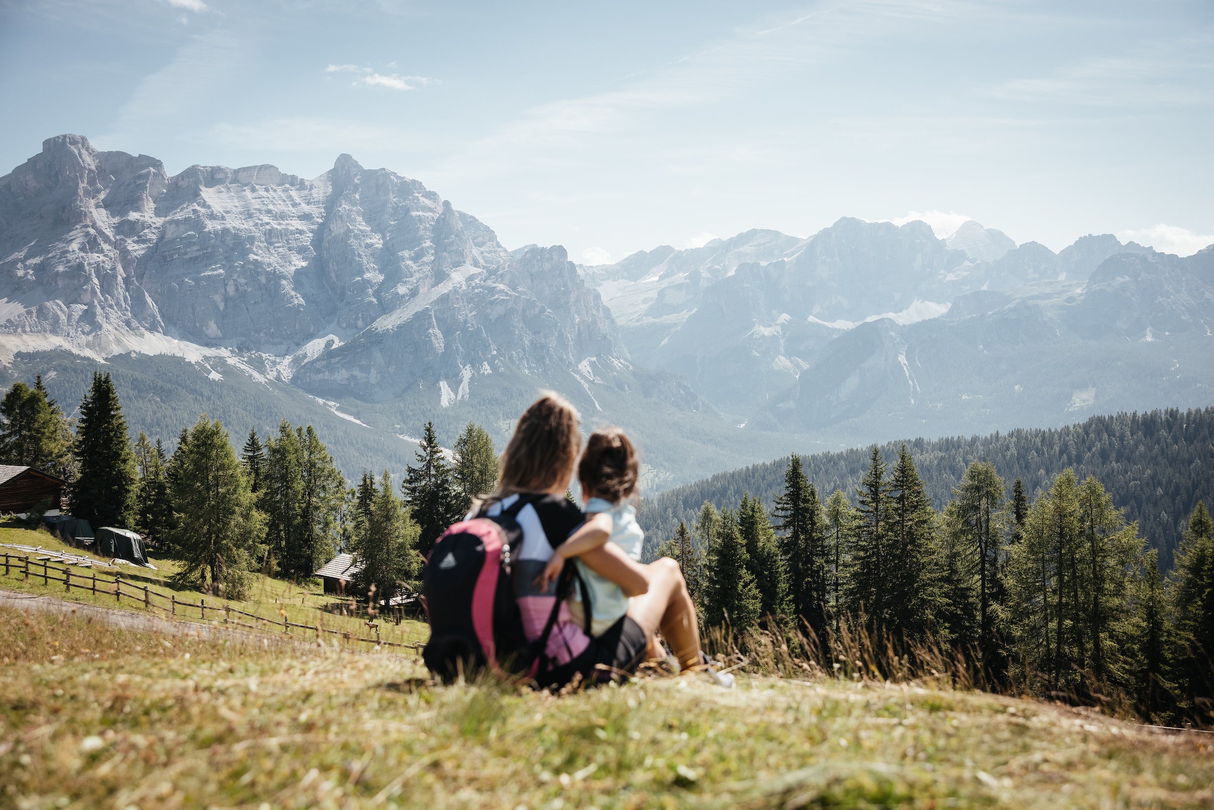 A family enjoy their holiday in Alta Badia, Italy