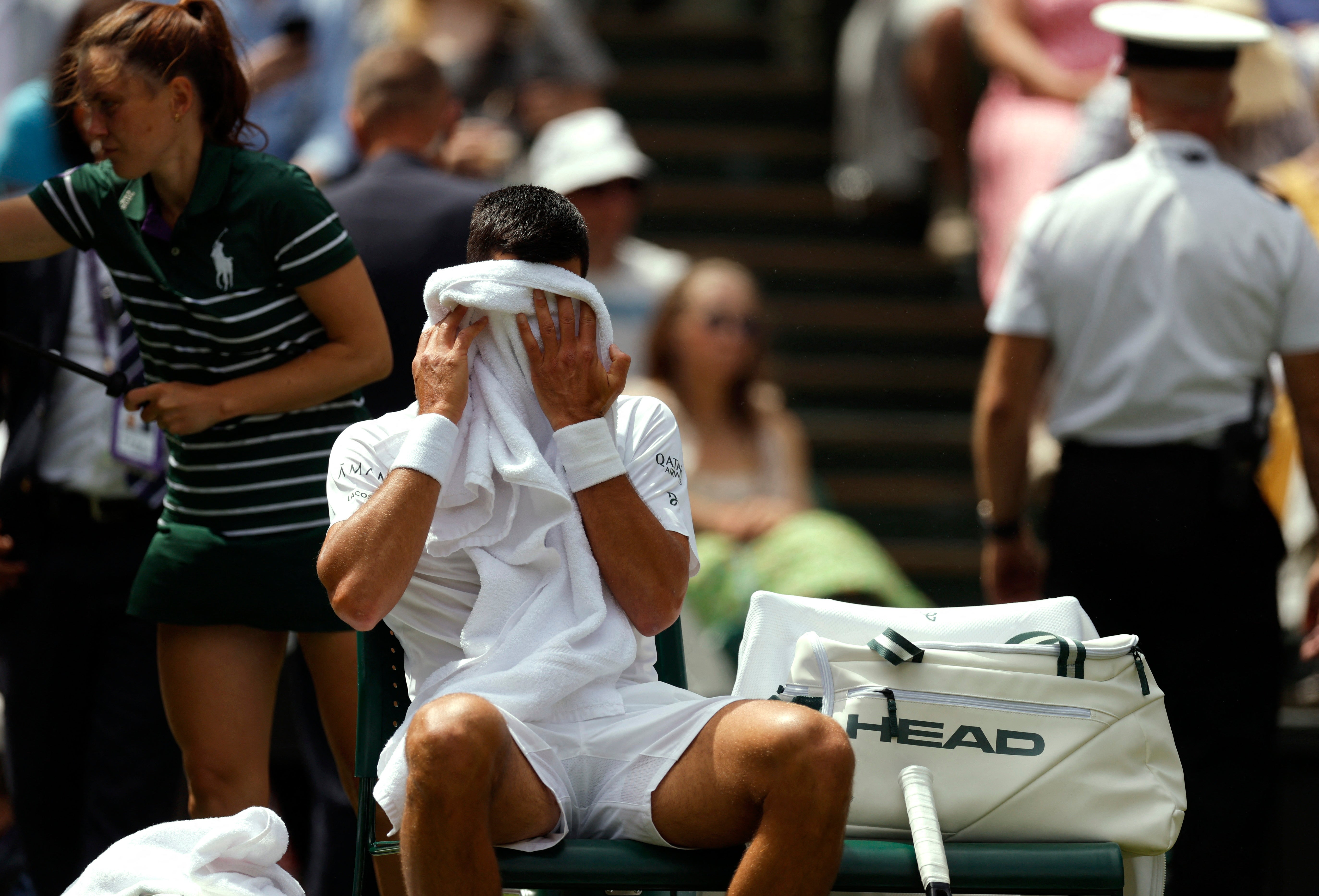 Djokovic composes himself after losing the first set