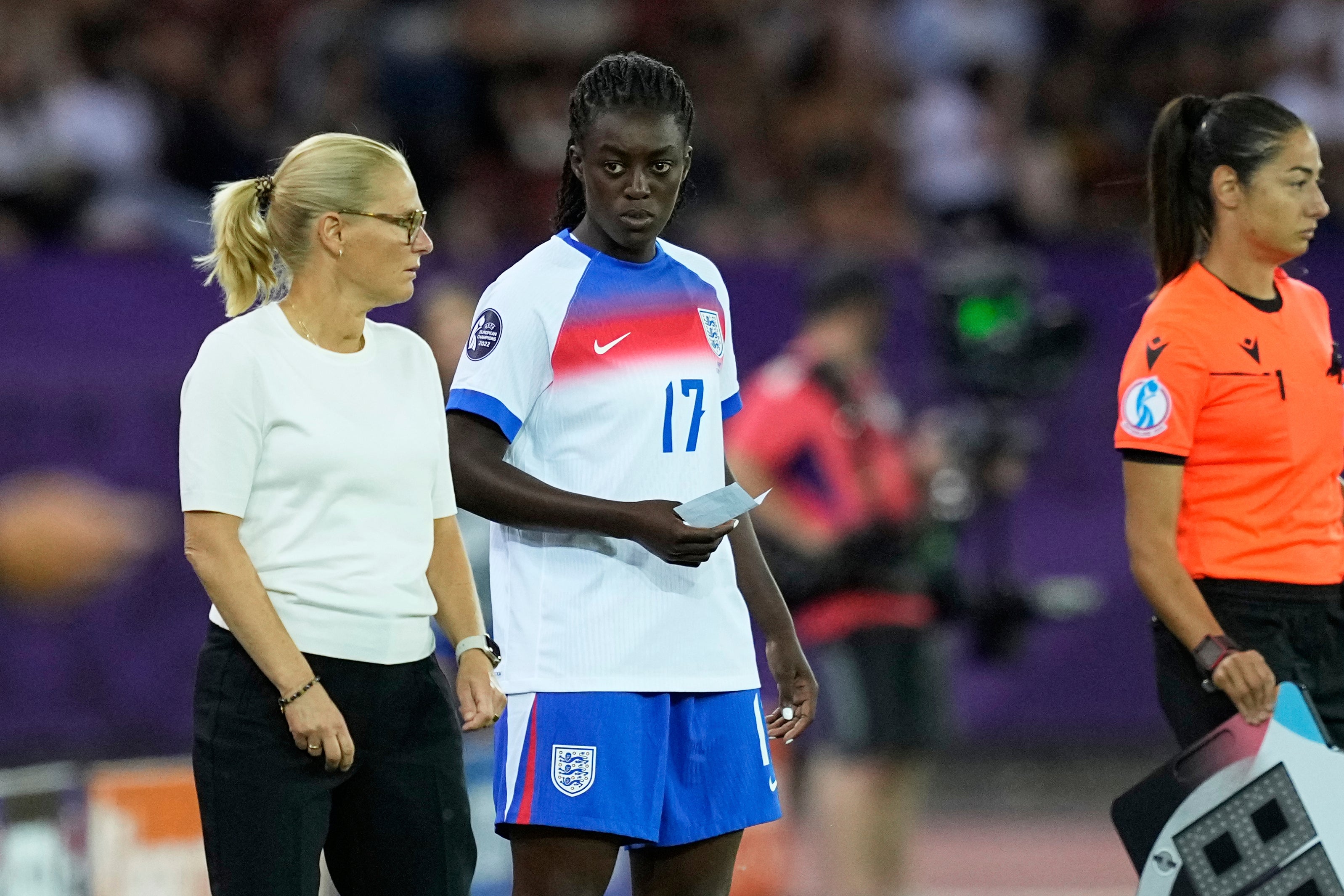 Michelle Agyemang describes head coach Sarina Wiegman as “like a mum to us almost” (Martin Meissner/AP)