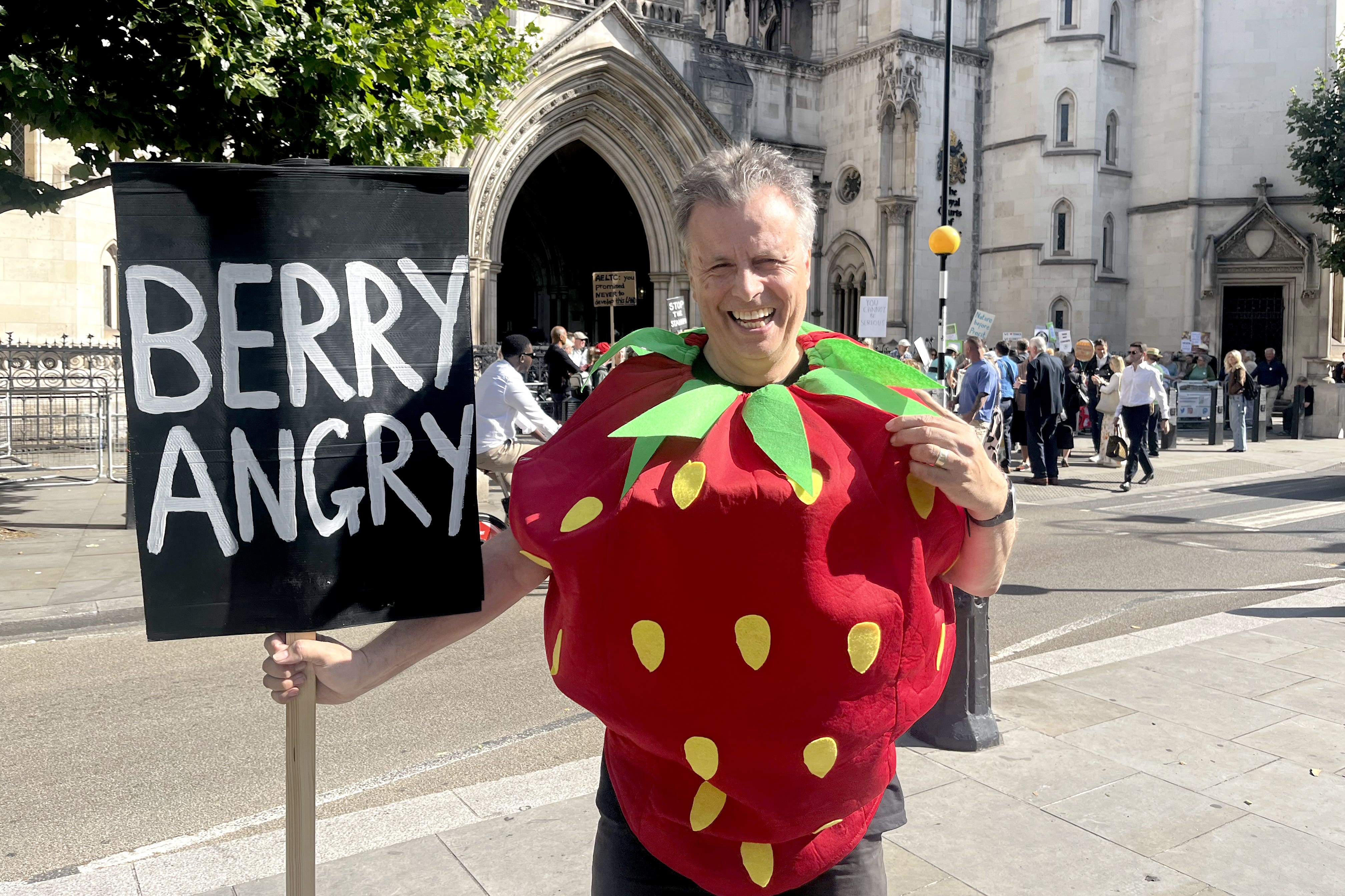 Campaigners gathered outside the Royal Courts of Justice ahead of the hearing (Callum Parke/PA)
