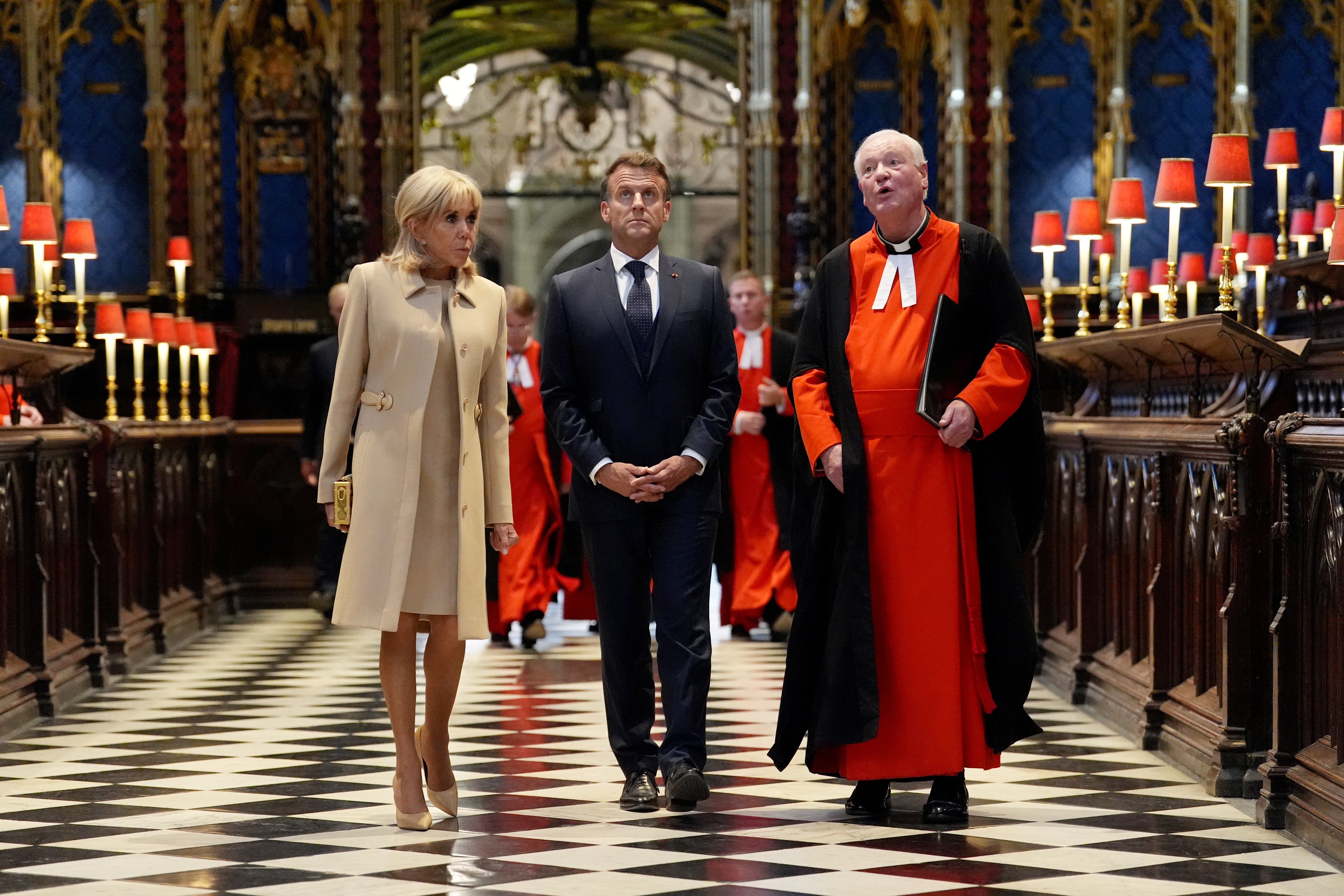 The French president and his wife, Brigitte, tour Westminster Abbey