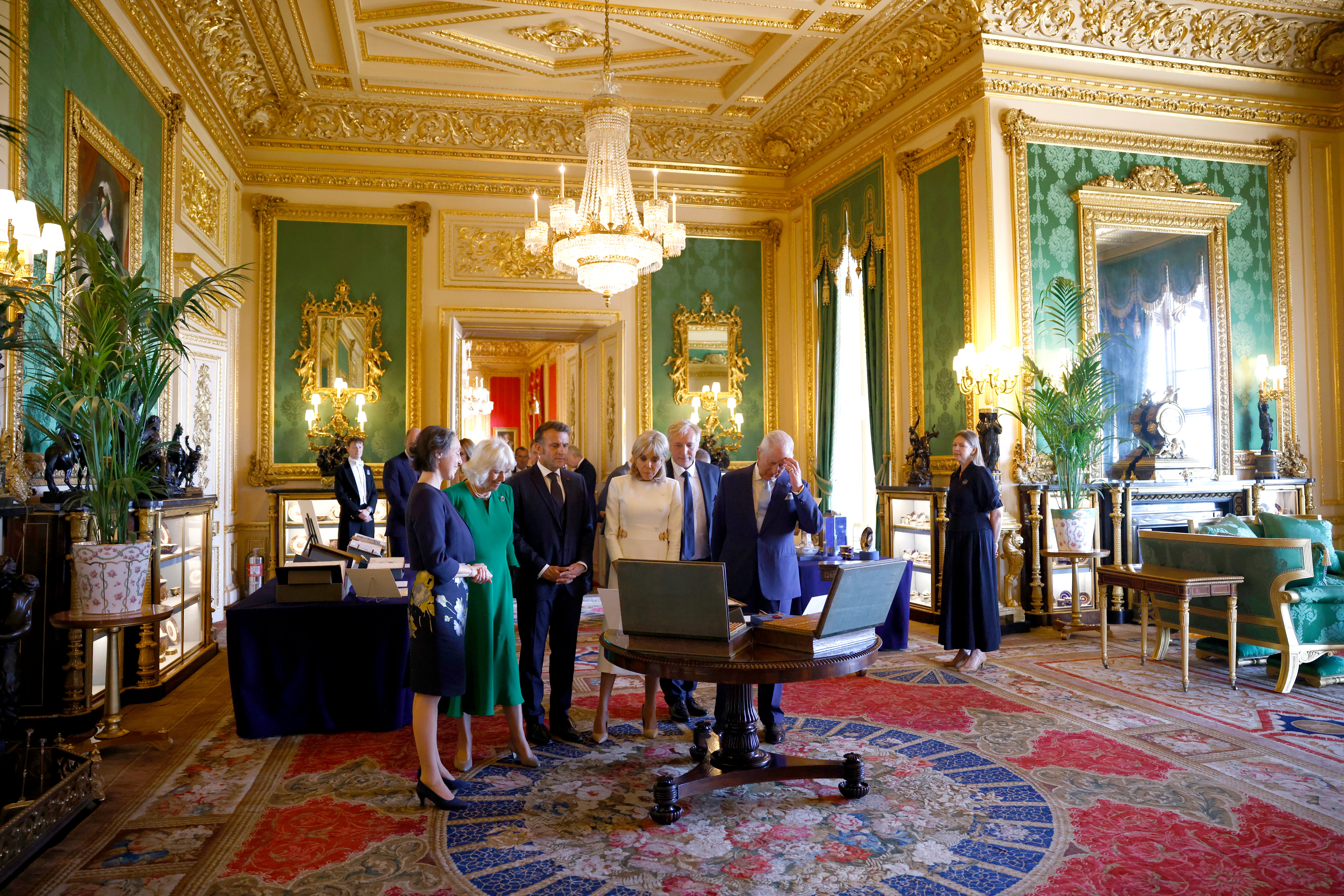 The president will also be welcomed into the castle’s Green Drawing Room, where he will be taken to see a display of royal collection items which relate to the US