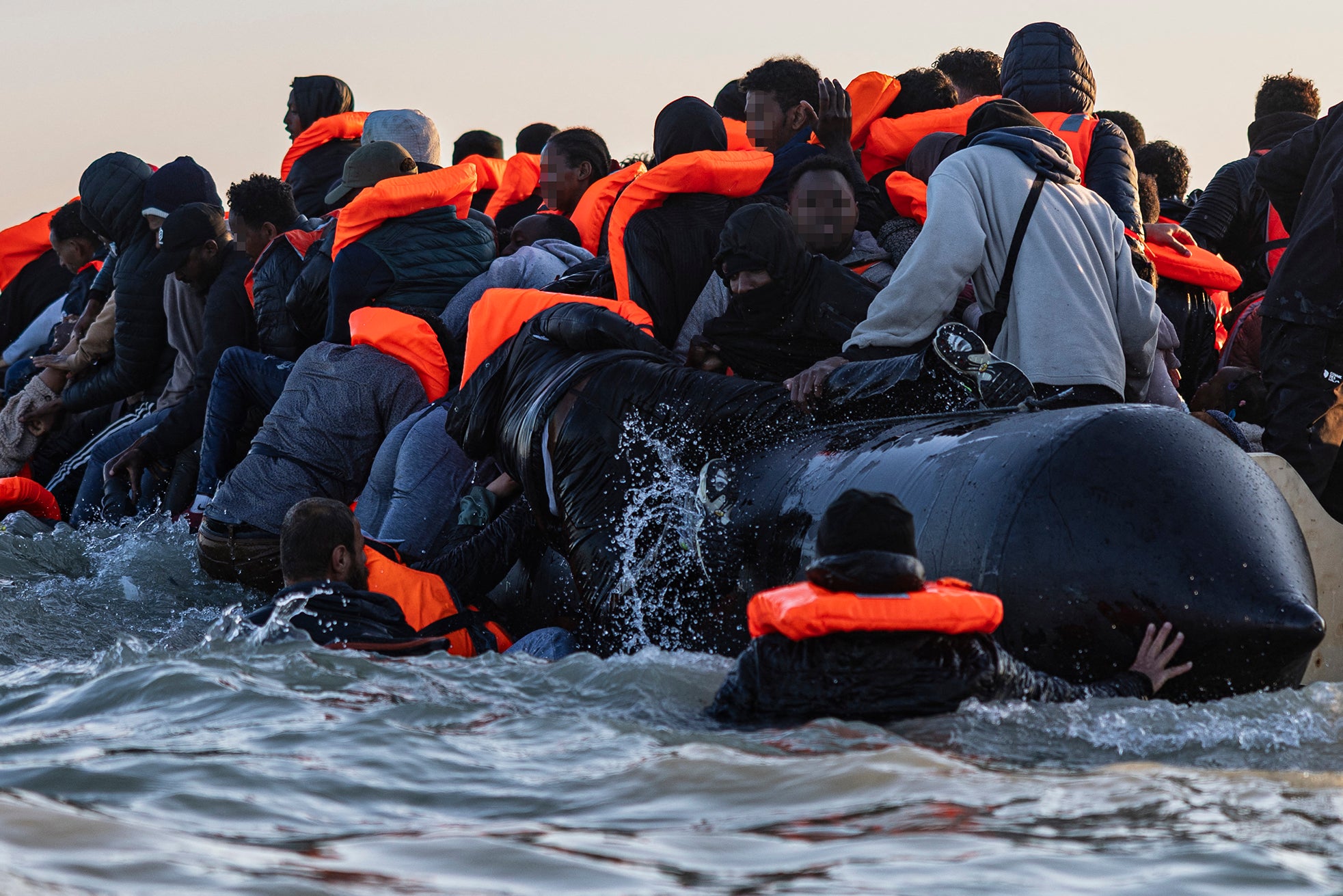 Migrants begin their crossing near Gravelines, northern France, in mid-June
