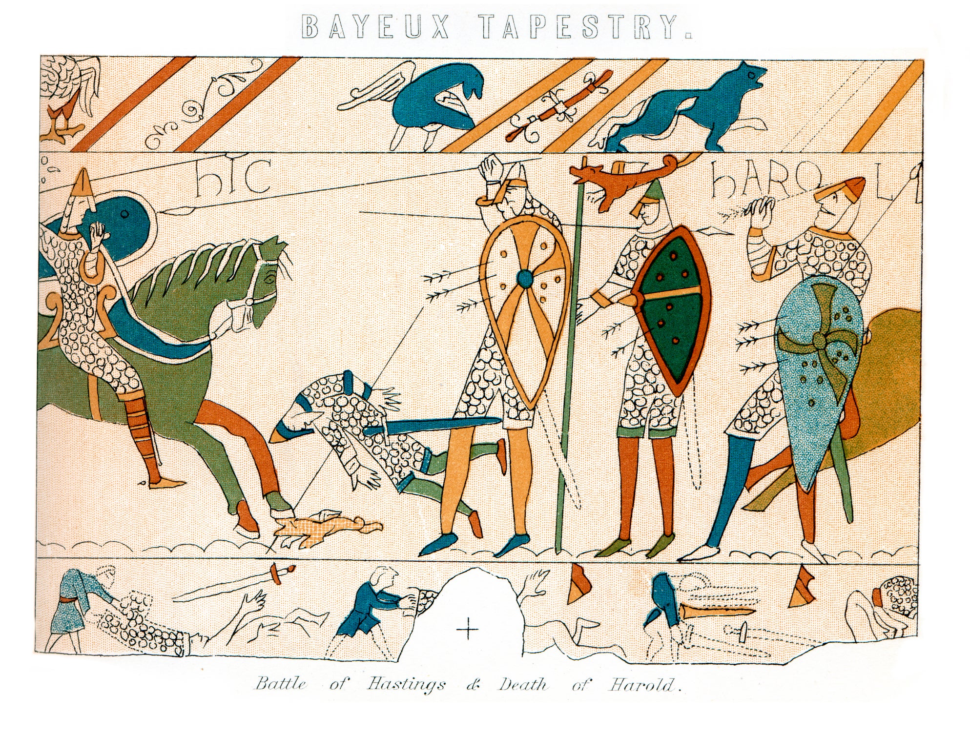 Death of King Harold depicted on the Bayeux Tapestry