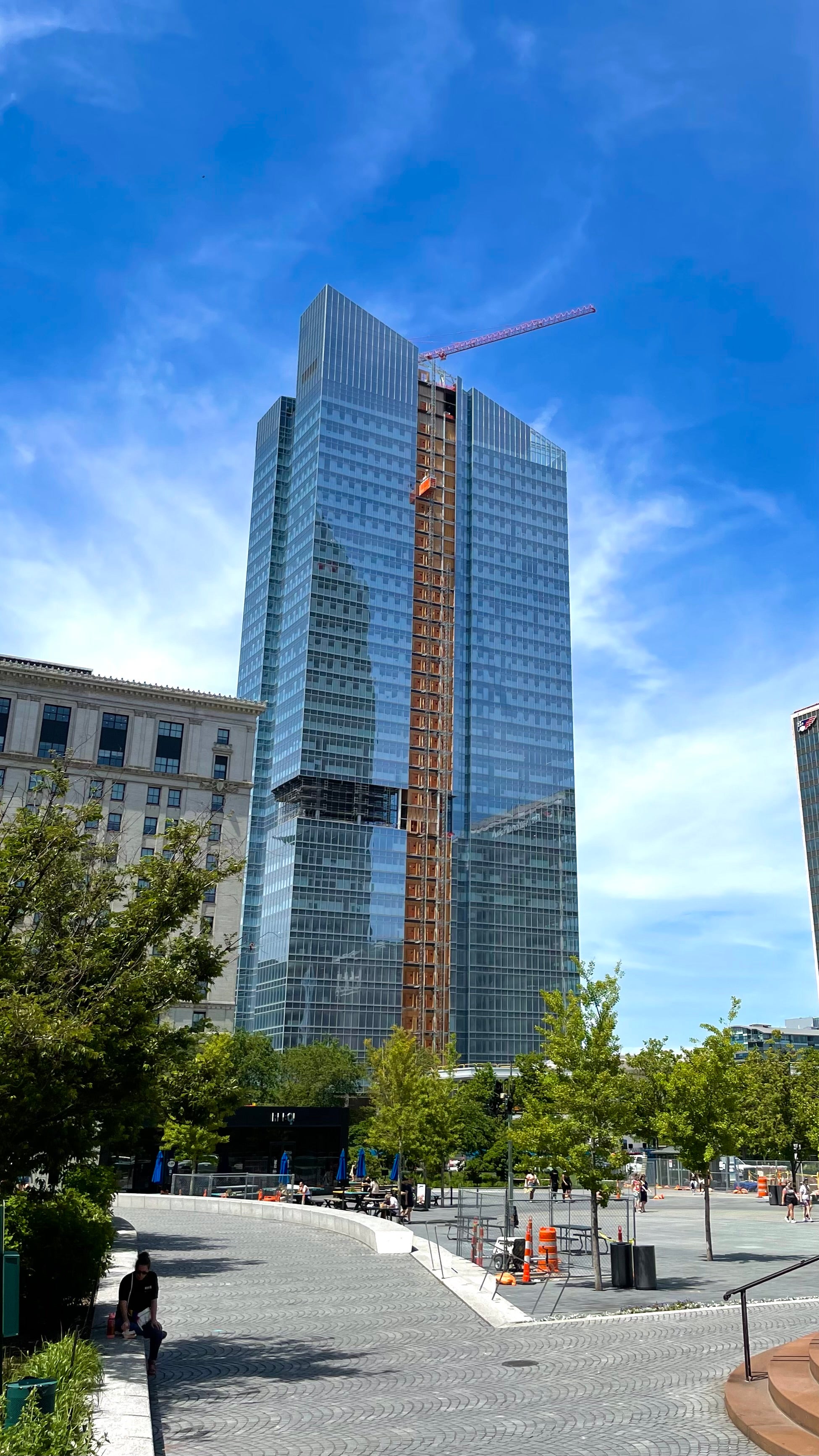 This tower, the Sherwin Williams HQ, is in the background during a nail-biting sequence