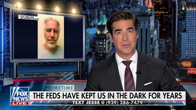 Fox News host Jesse Watters took aim at the Trump DOJ and FBI over the Epstein memo that concludes there was no "client list," saying "this just reeks."