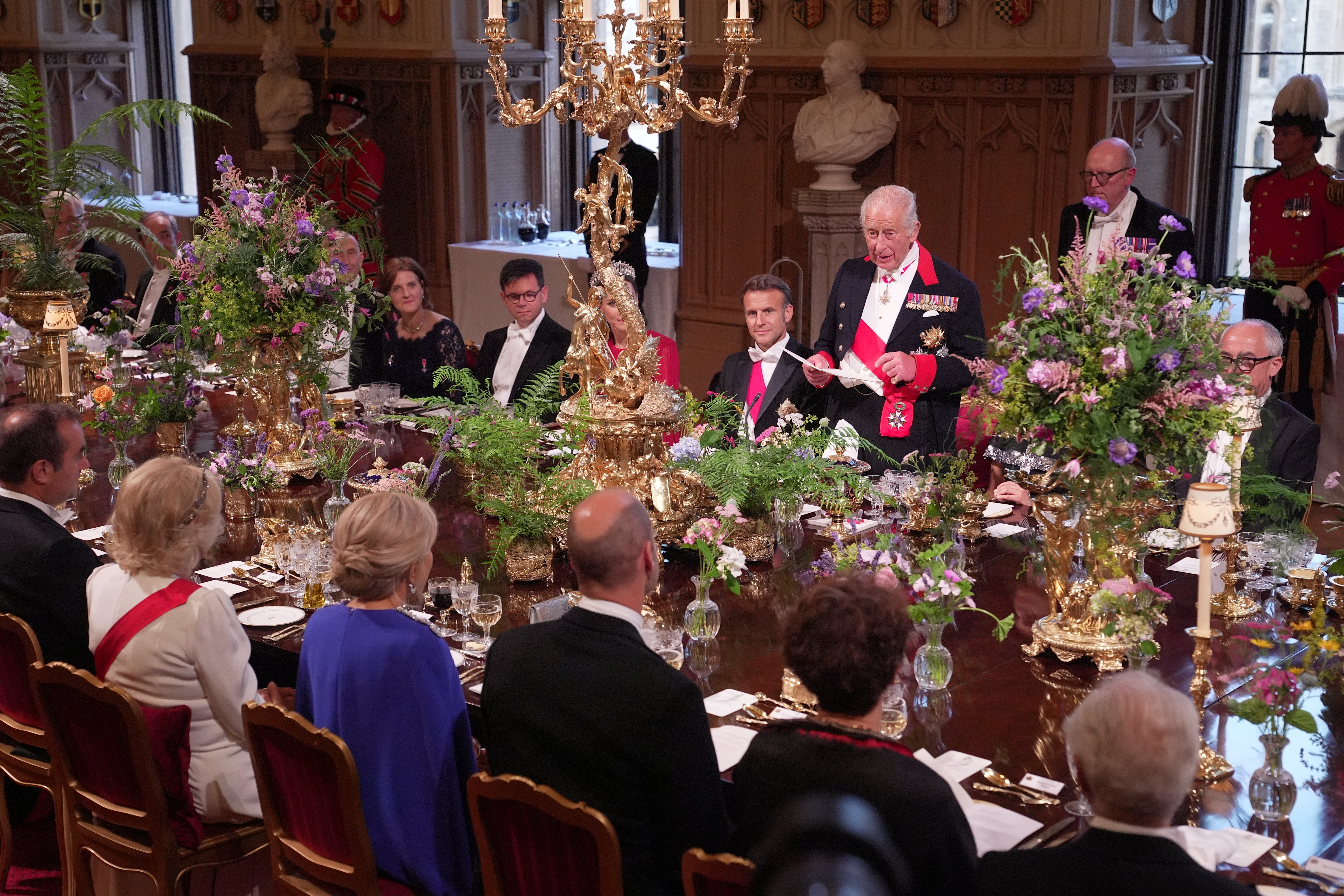 The King speaking at the state banquet at Windsor Castle (Yui Mok/PA)