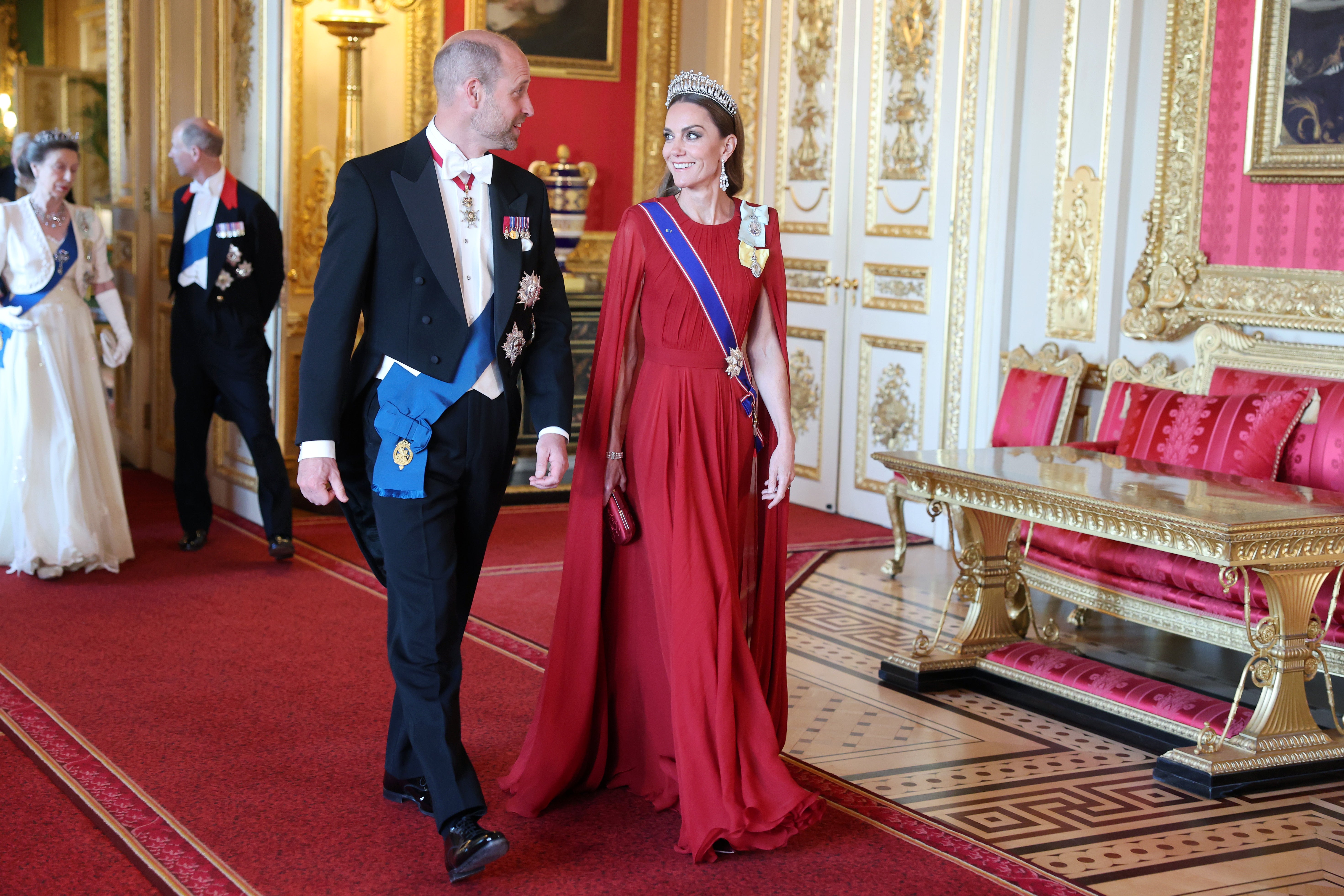 The Prince and Princess of Wales at the state banquet for President of France Emmanuel Macron and his wife Brigitte Macron at Windsor Castle (Chris Jackson/PA)
