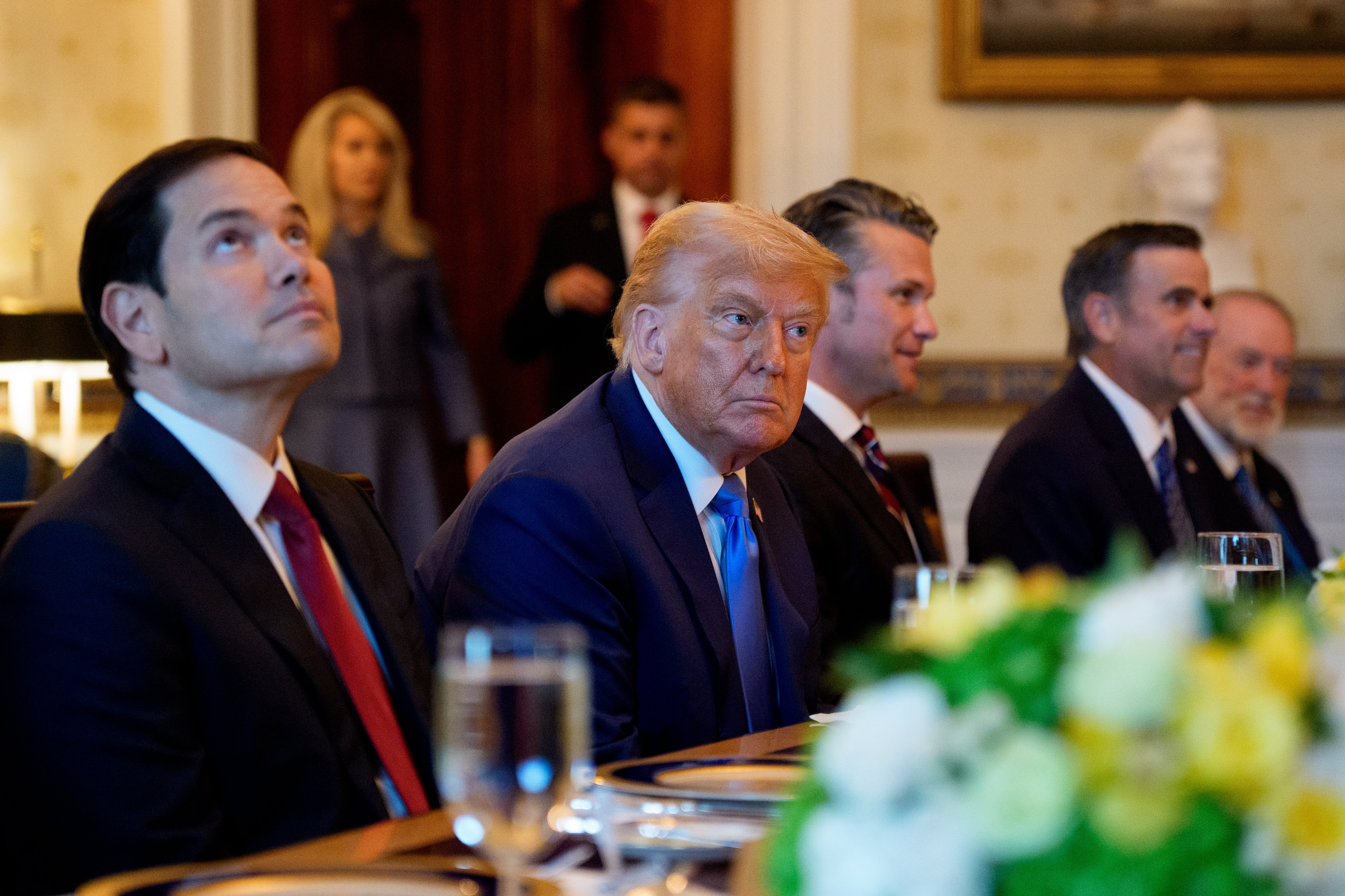 Secretary of State Marco Rubio, U.S. President Donald Trump, Defense Secretary Pete Hegseth
