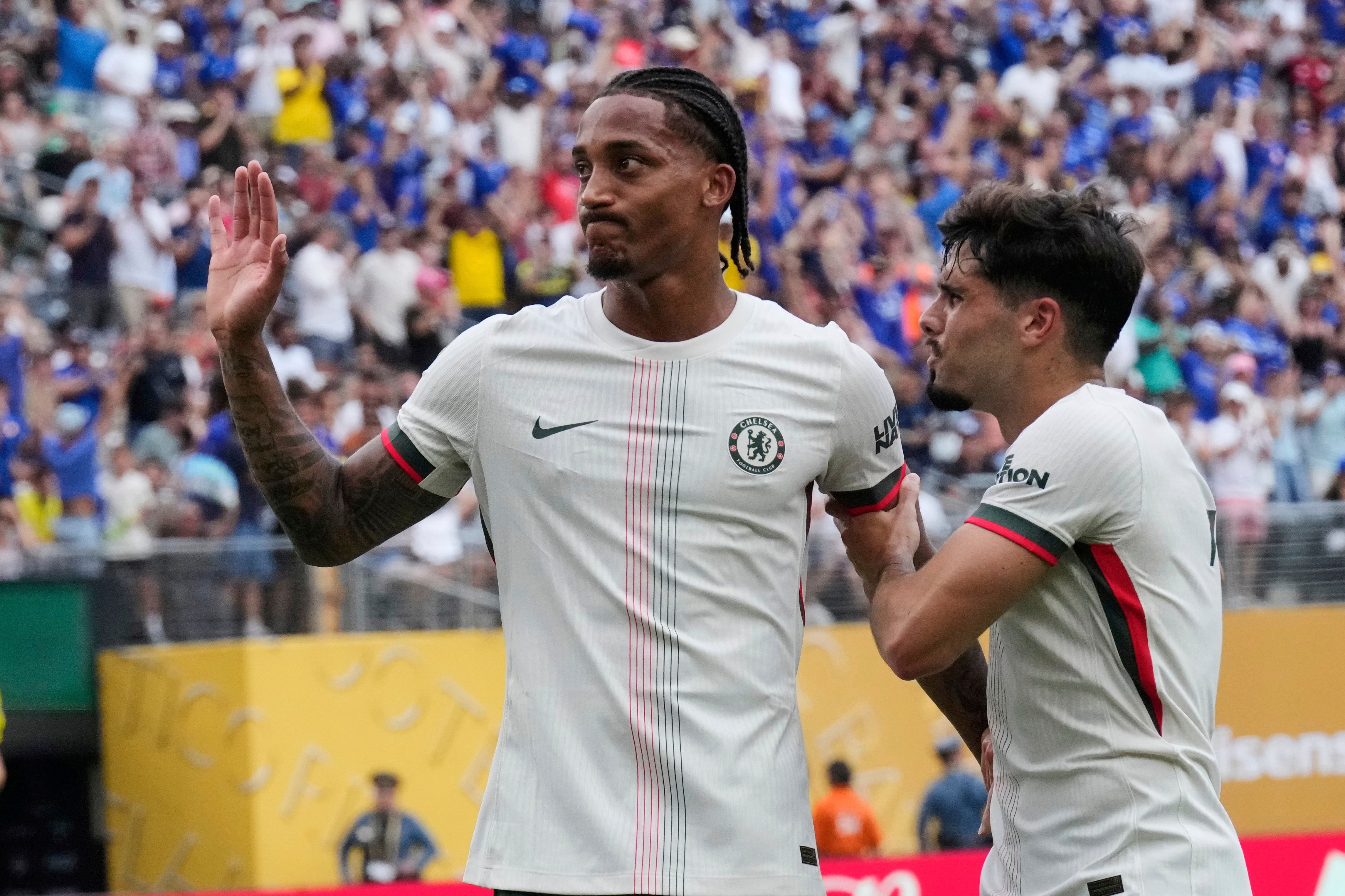 Joao Pedro, left, scored twice in Chelsea’s win (Seth Wenig/AP)