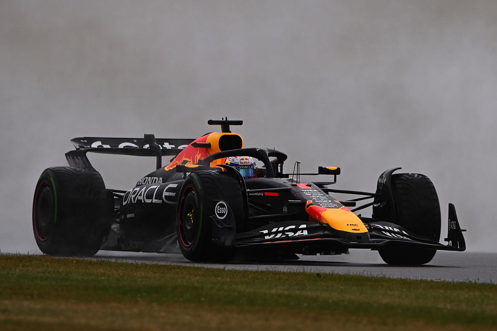 Max Verstappen on the track at Silverstone