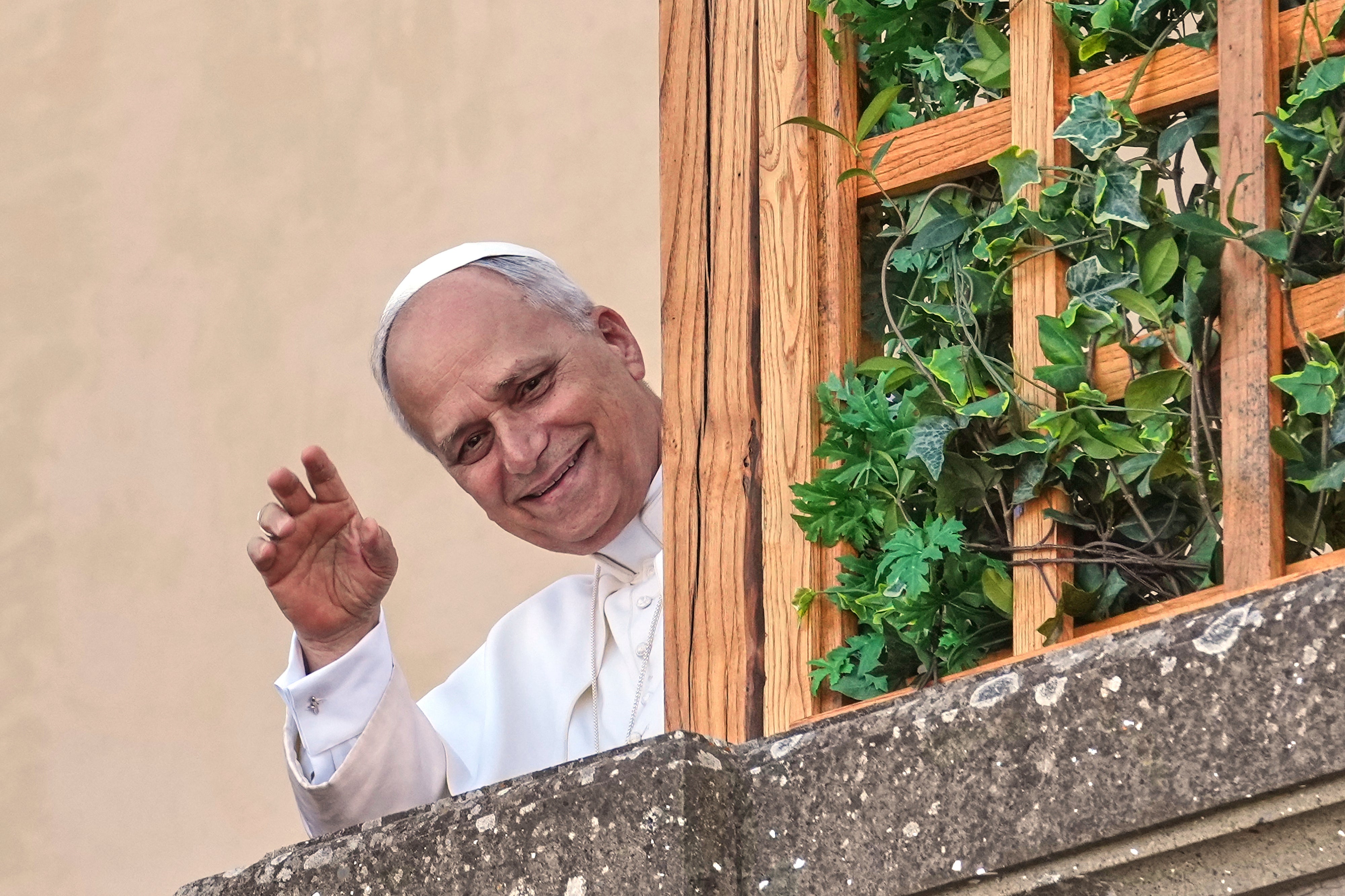Pope Leo at the papal summer residence in Castel Gandolfo