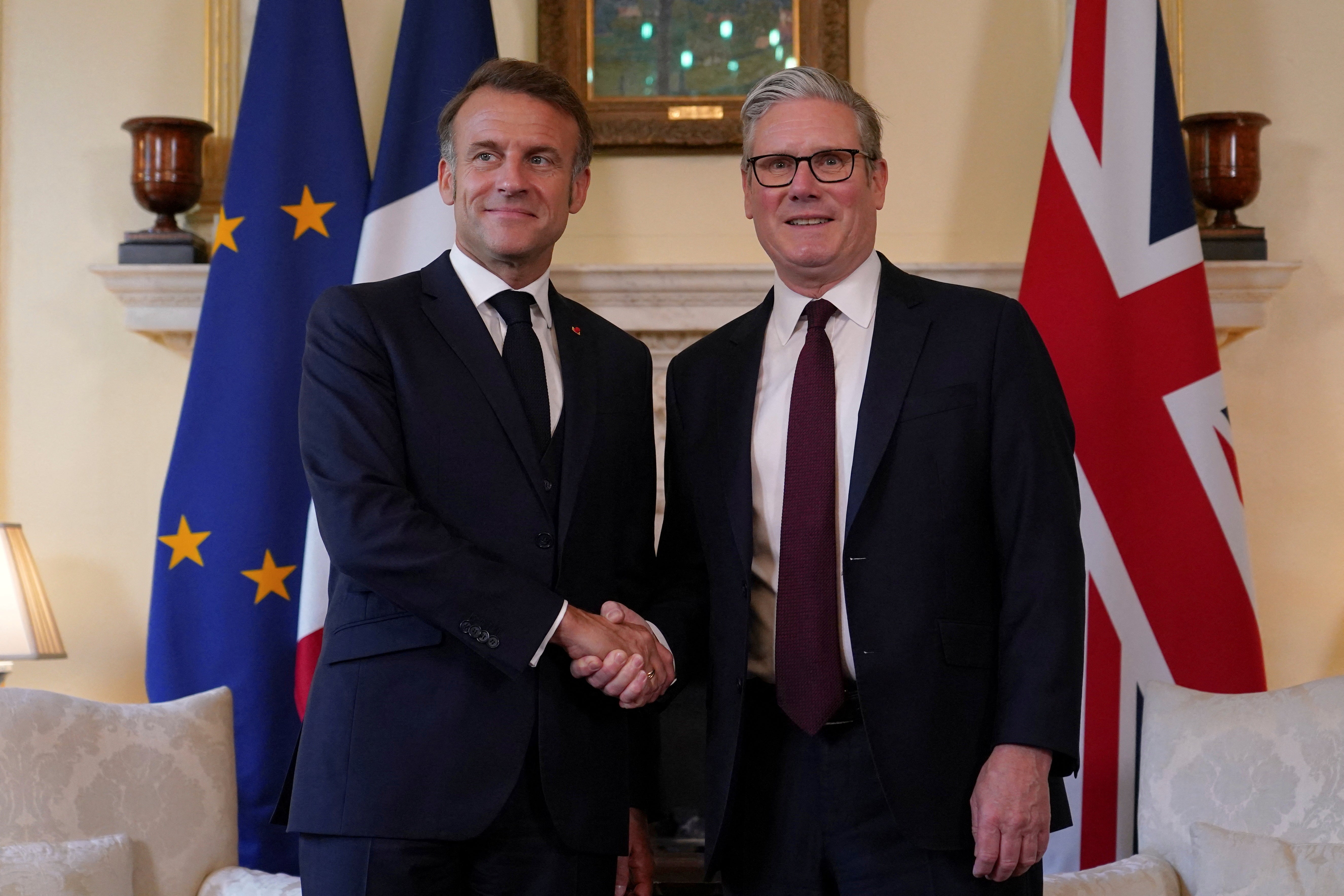 Emmanuel Macron and Keir Starmer at No 10 on Wednesday