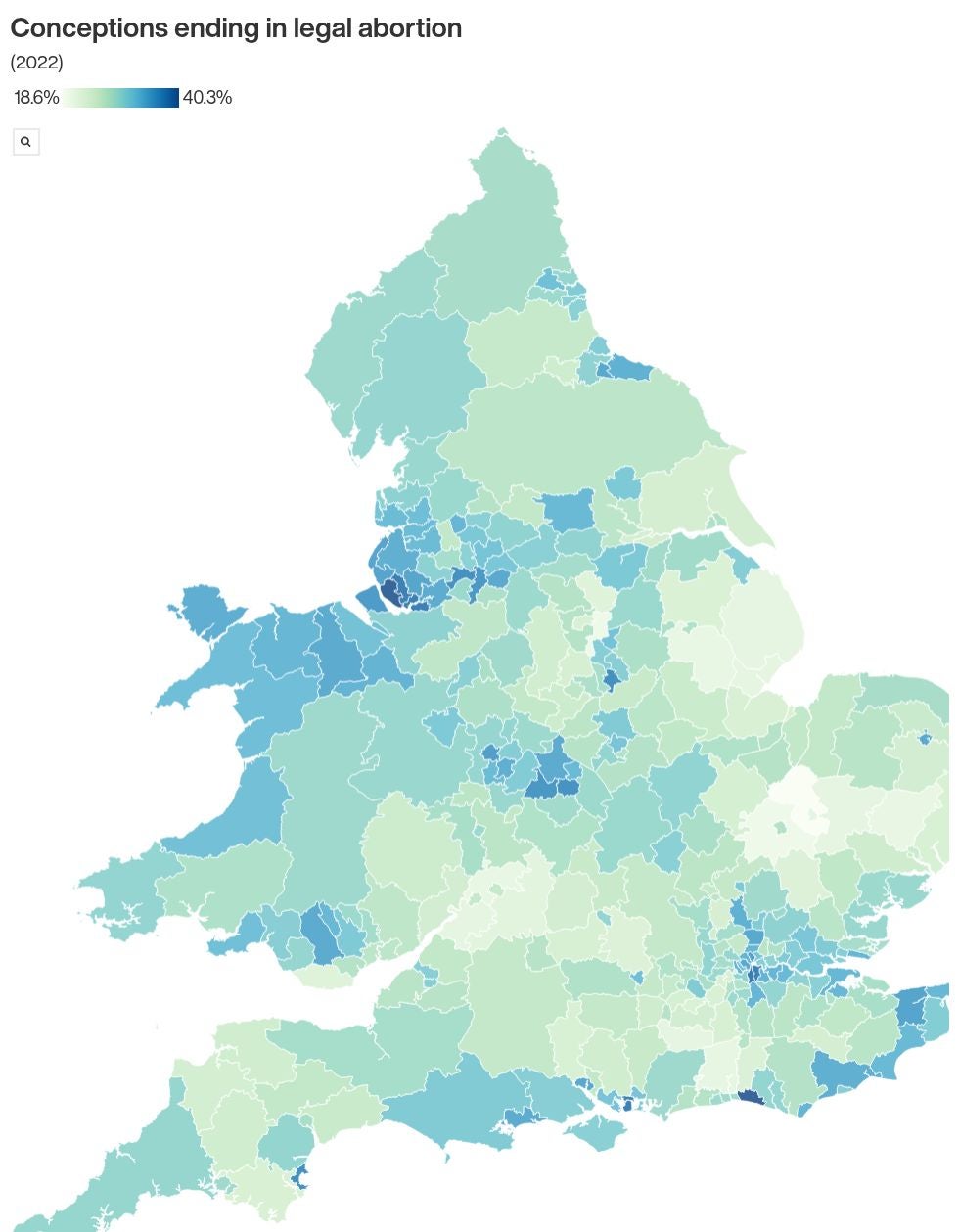 North-west England had the highest proportion of conceptions ending in legal abortion in 2022.