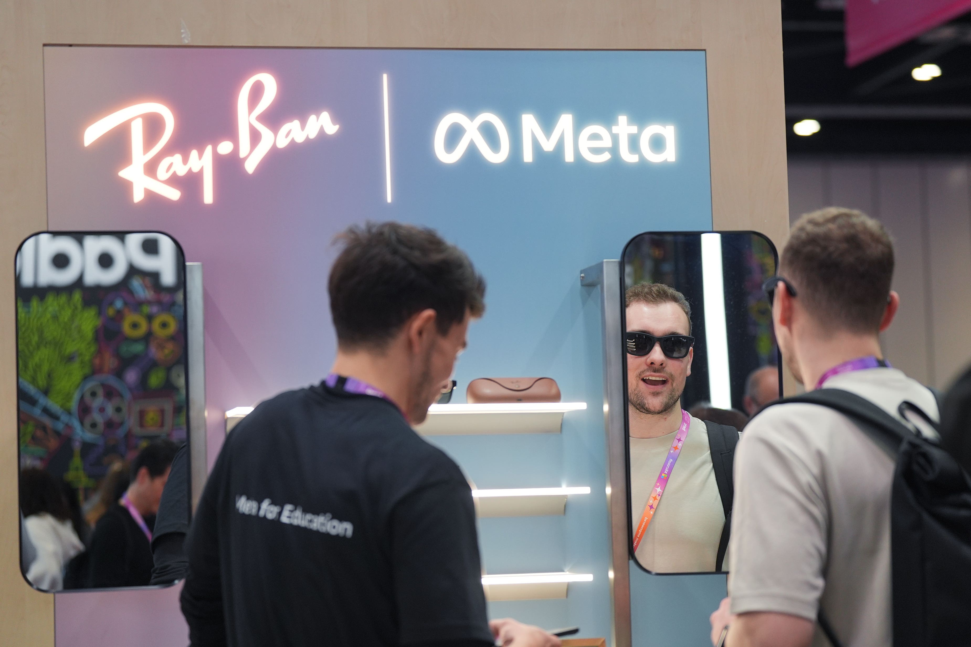 Meta showcasing the Ray-Ban Meta AI glasses at the British Educational Training and Technology conference at ExCeL London earlier this year (Yui Mok/PA)