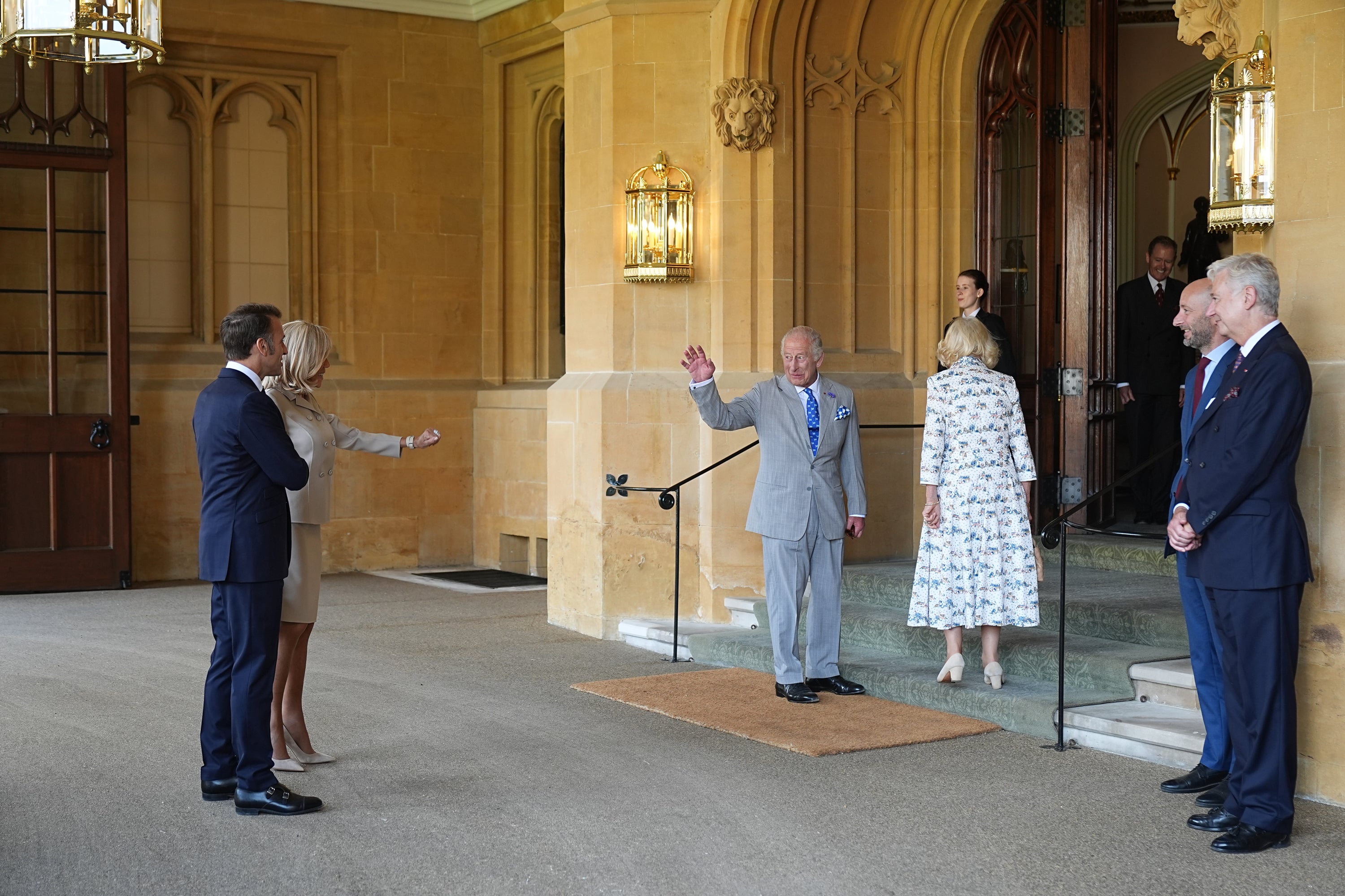 The King and Queen formally bade farewell to Mr Macron and his wife at Windsor Castle on Wednesday (Aaron Chown/PA)