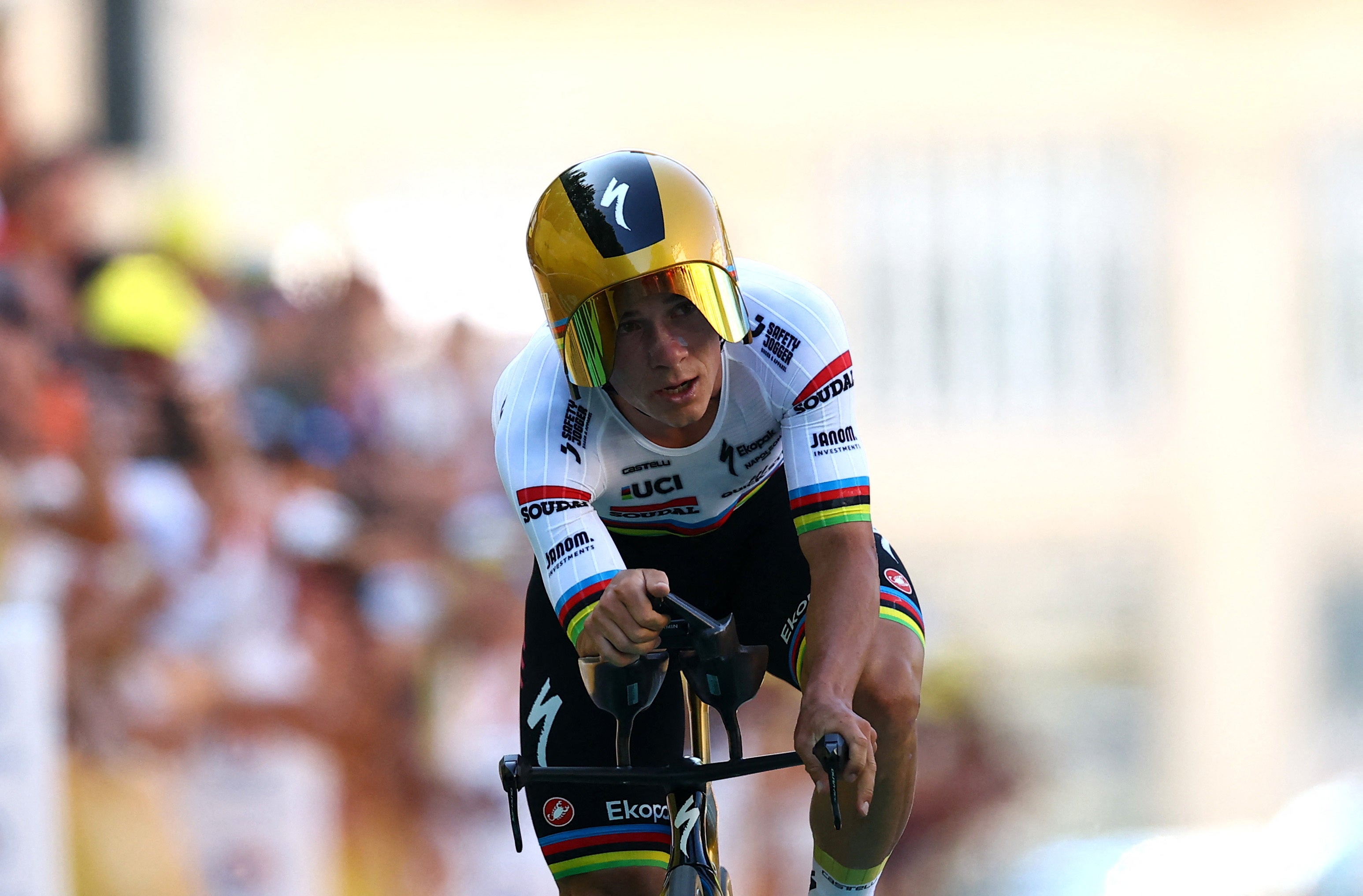Remco Evenepoel surges to victory on stage five time trial as Jonas Vingegaard loses time
