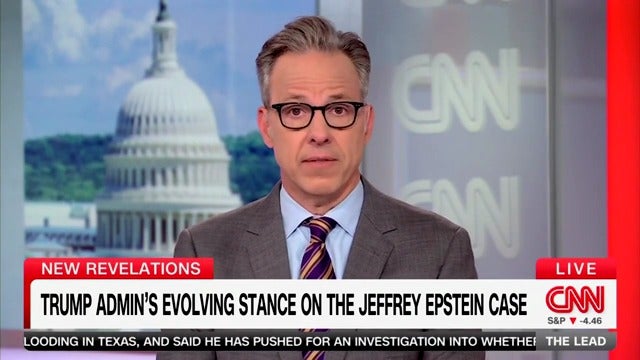 CNN anchor Jake Tapper says that the Trump administration is "playing" the public "for fools" over the way it is handling documents and evidence in the Jeffrey Epstein case.