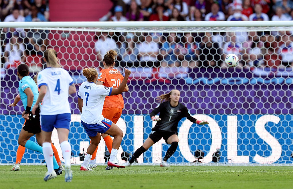 James scores England’s opener with a brilliant finish into the top corner