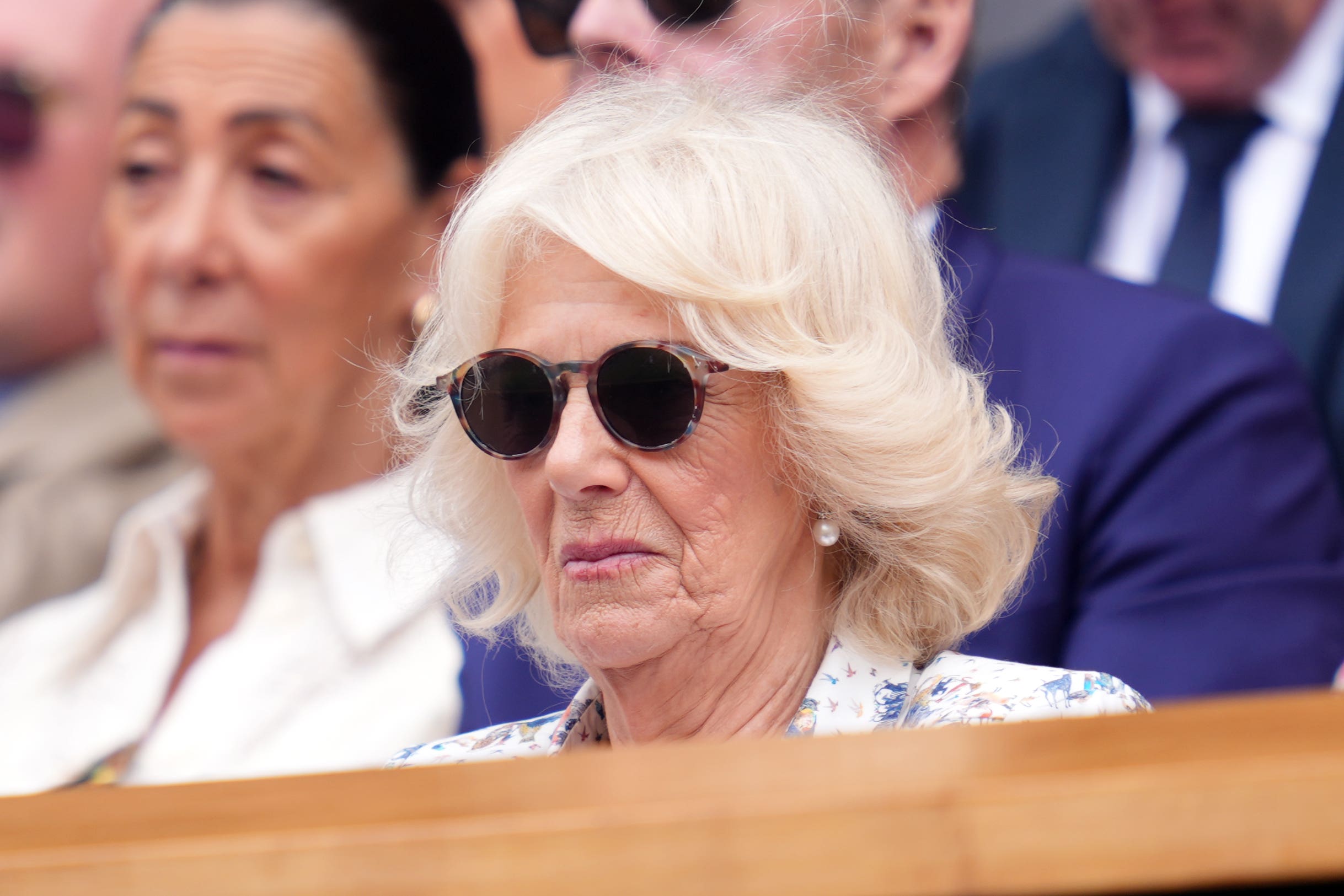 Queen Camilla in the Royal Box on day 10 Wimbledon (Adam Davy/PA)