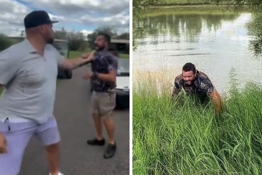 Former NHL enforcer Nick Tarnasky, 40, is going viral after a July 4 video surfaced showing him in a fight at an Alberta golf course where he tossed a man into a pond.