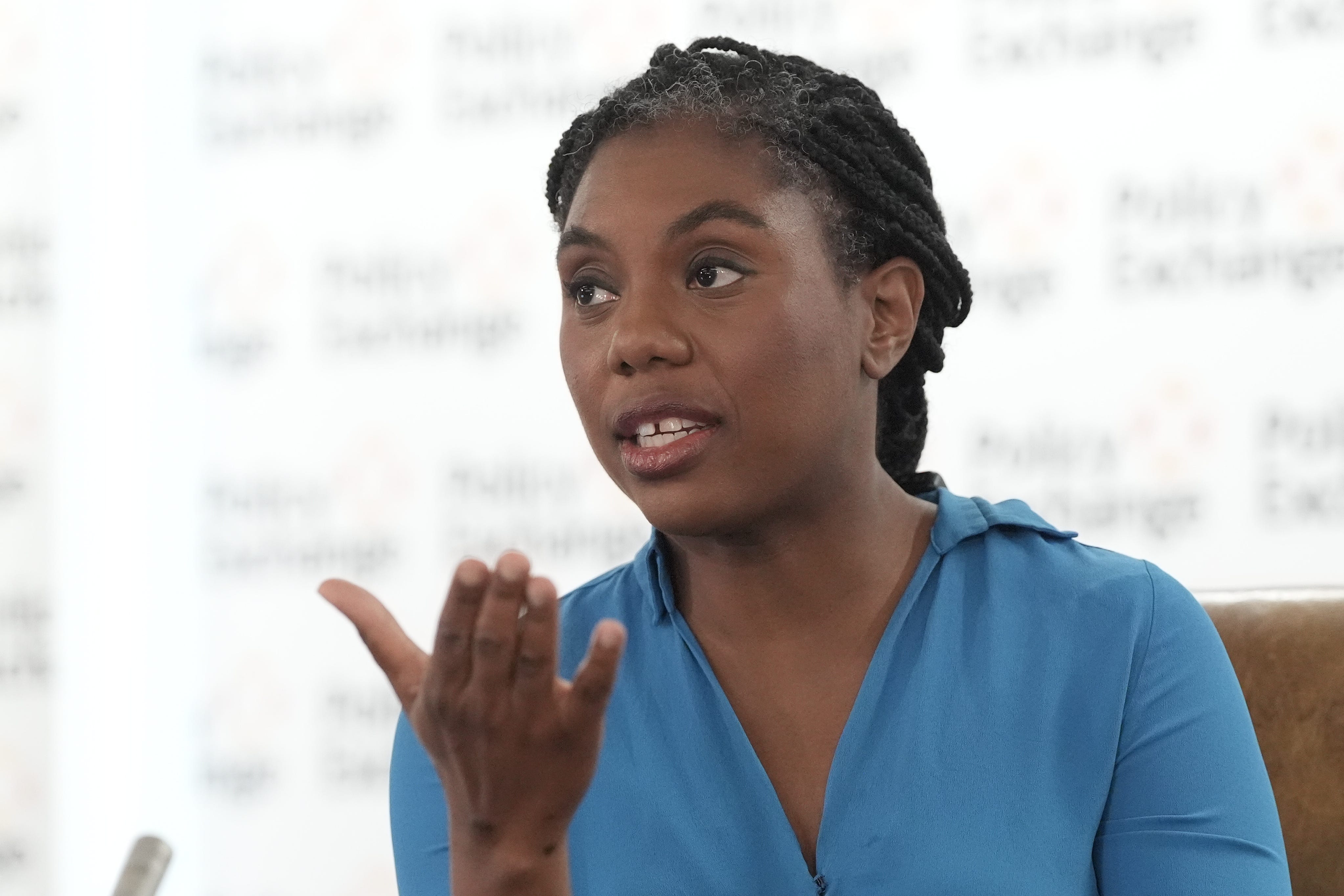 ‘If there are people who are not Conservatives, people who have probably been holding us back for a long time, then they should go to other parties that fit in with their values,’ Kemi Badenoch said in her speech