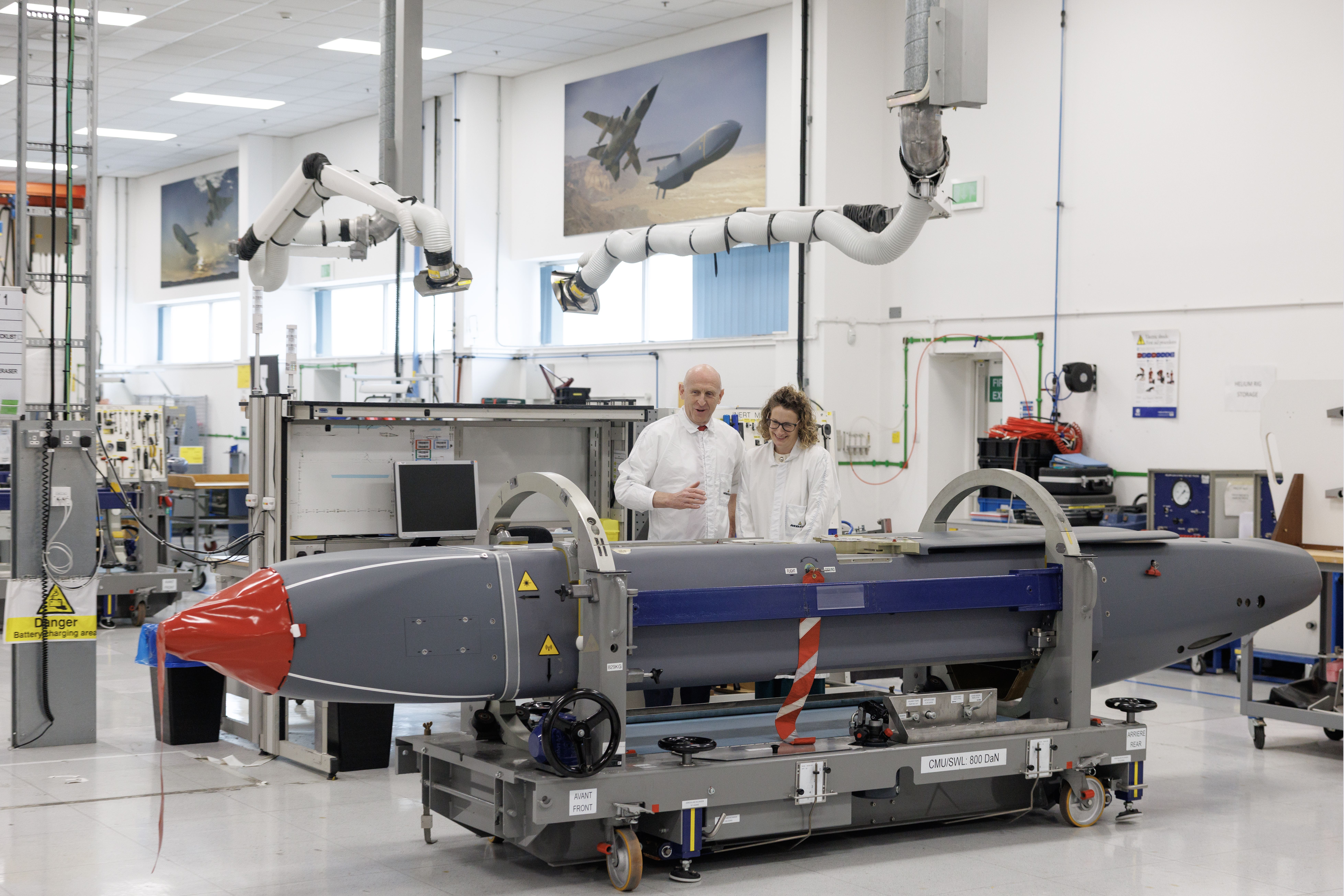 Defence Secretary John Healey is shown a Storm Shadow missile (Dan Kitwood/PA)