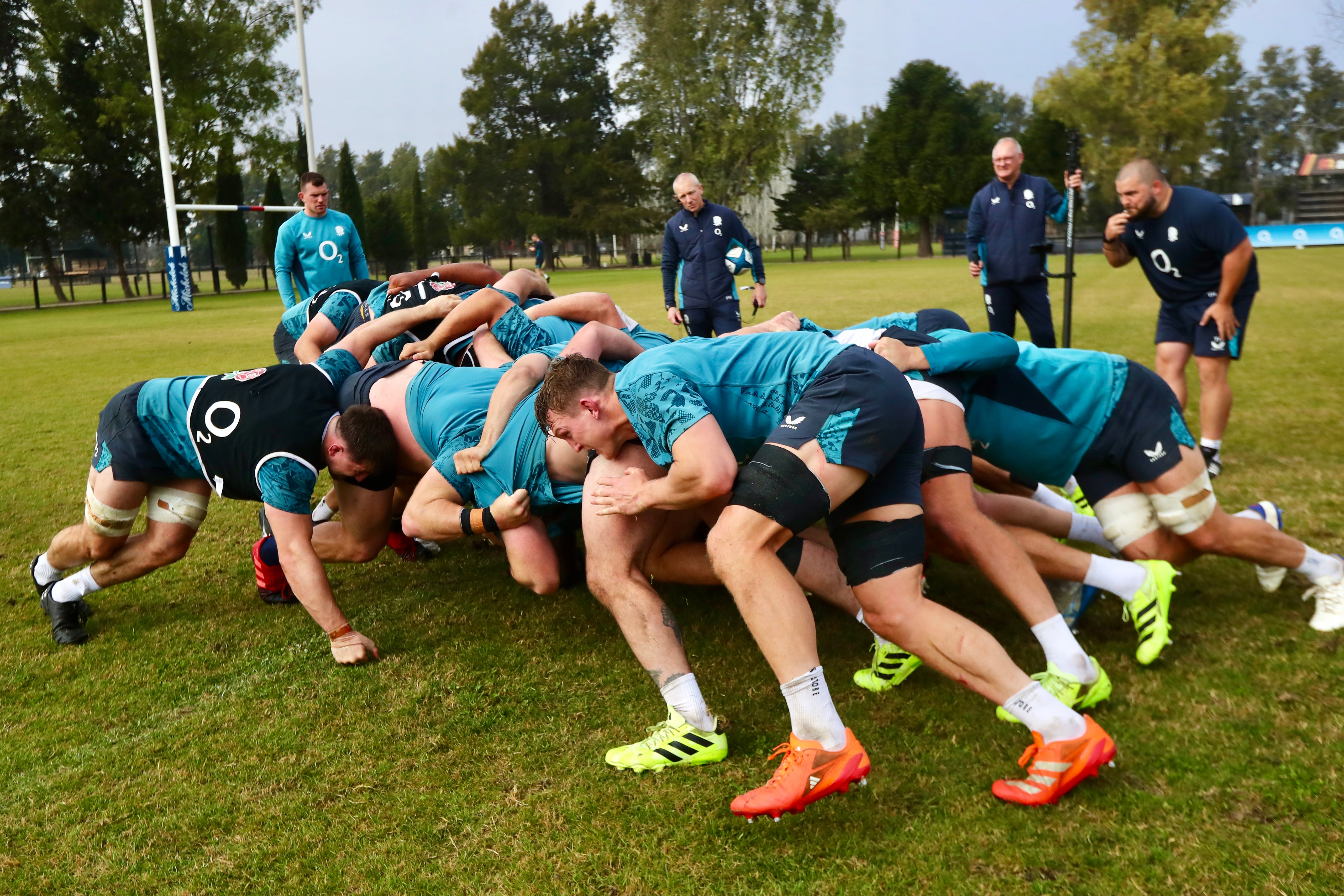 England's forwards endured a gruelling scrum session ahead of the second Test against Argentina