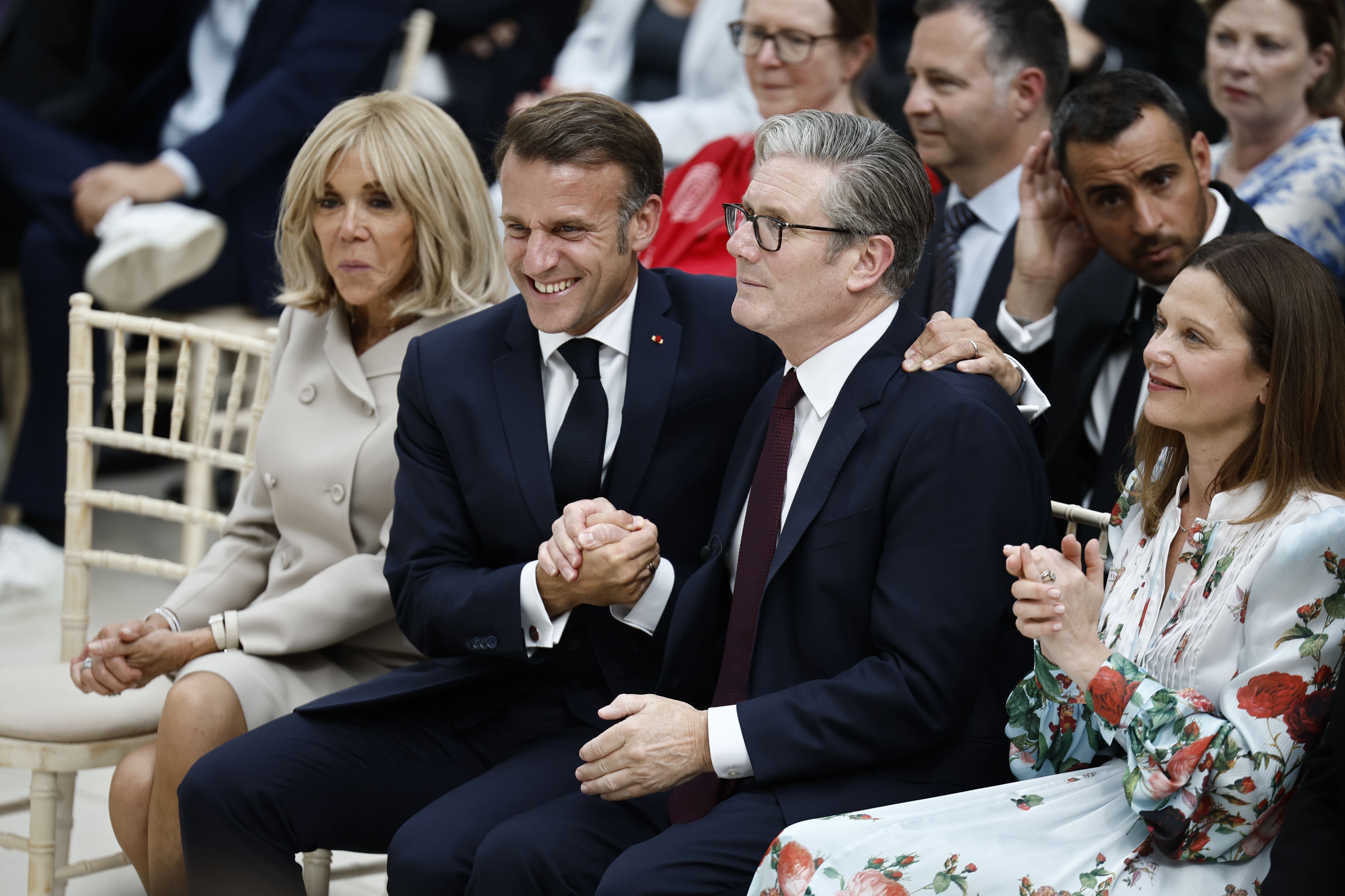 President of France Emmanuel Macron with Sir Keir Starmer (Benjamin Cremel/PA)