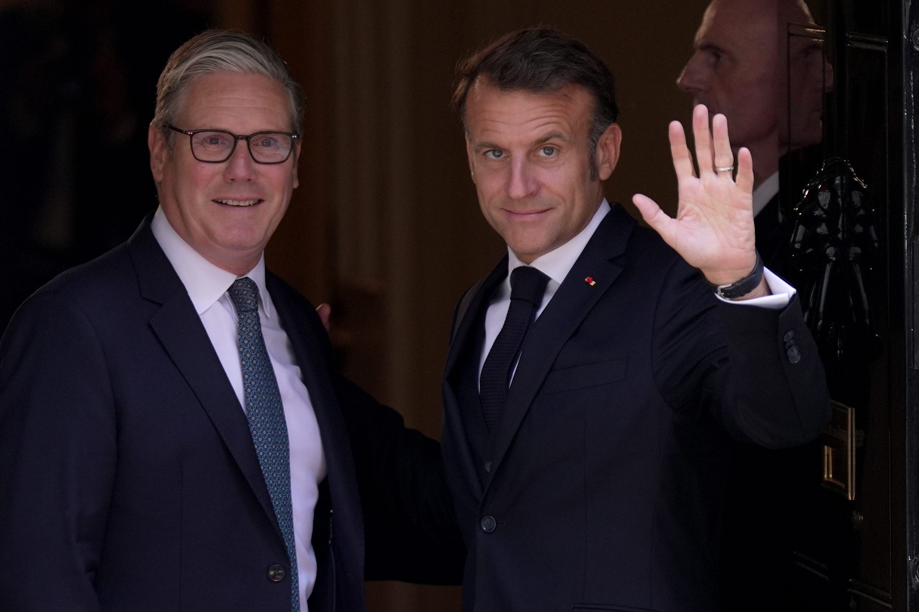 Sir Keir Starmer and Emmanuel Macron in Downing Street (Yui Mok/PA)
