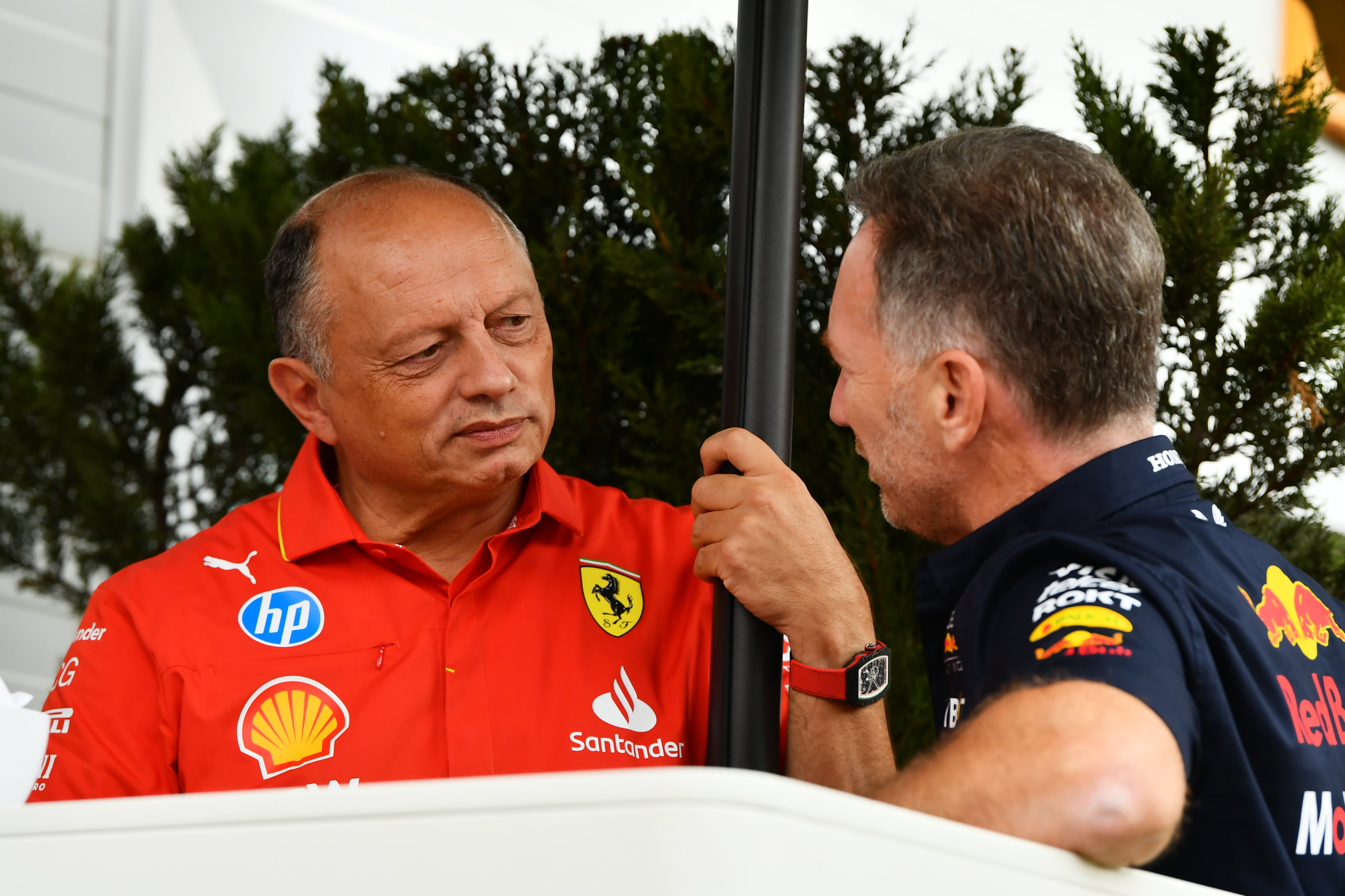 Could Horner replace Fred Vasseur (left) at Ferrari?