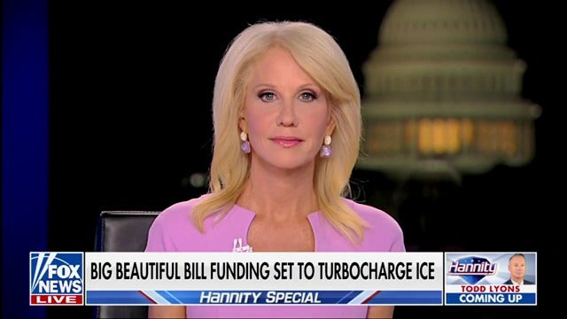 Fox News guest host Kellyanne Conway stares blankly as Stephen Miller's camera dies midway through an interview.