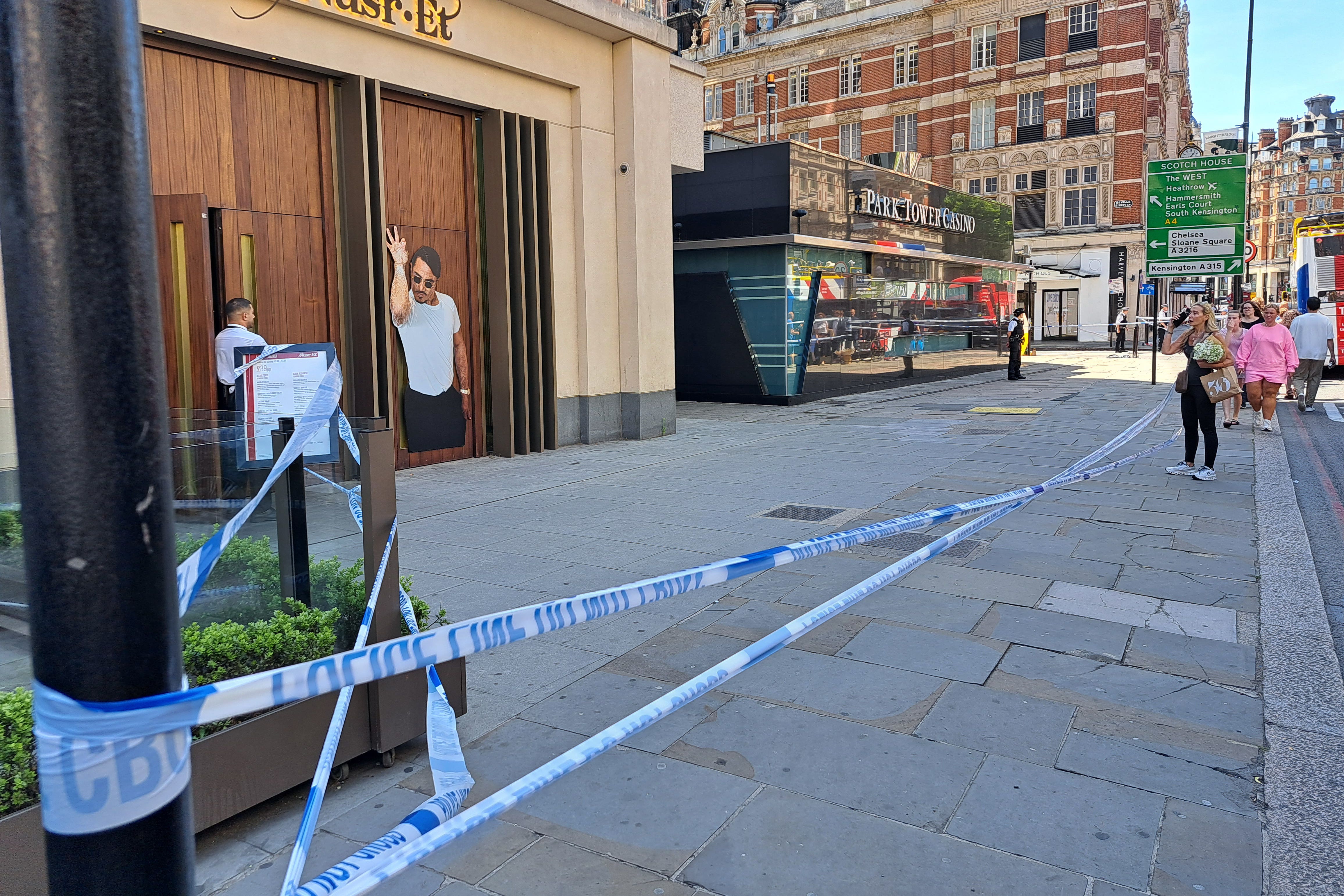 A cordoned off area in central London’s Knightsbridge after a man was stabbed to death on Wednesday evening (Lily Shanagher/PA)