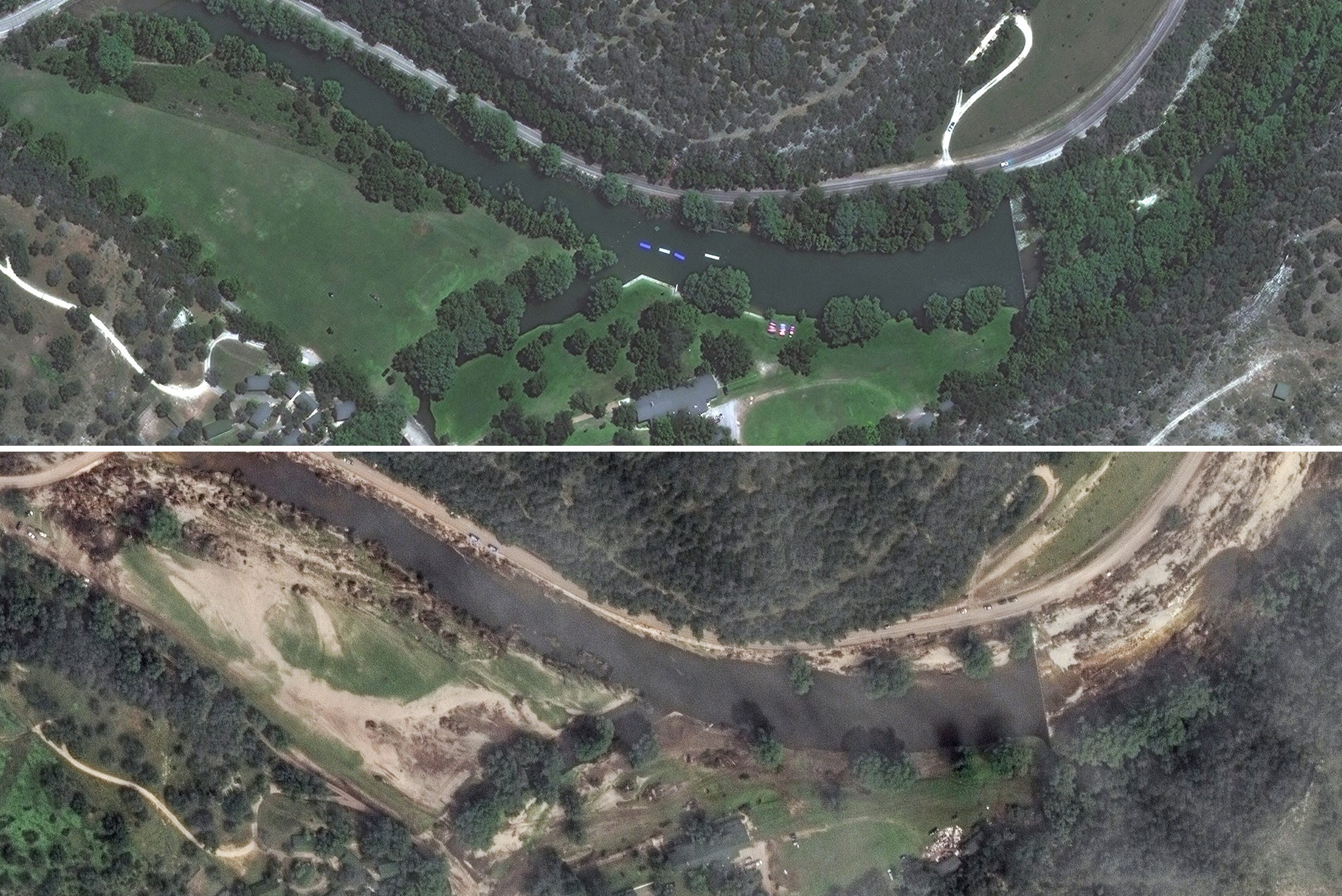 Texas flood before-and-after pictures show devastating toll of catastrophe which left 120 dead and 173 missing