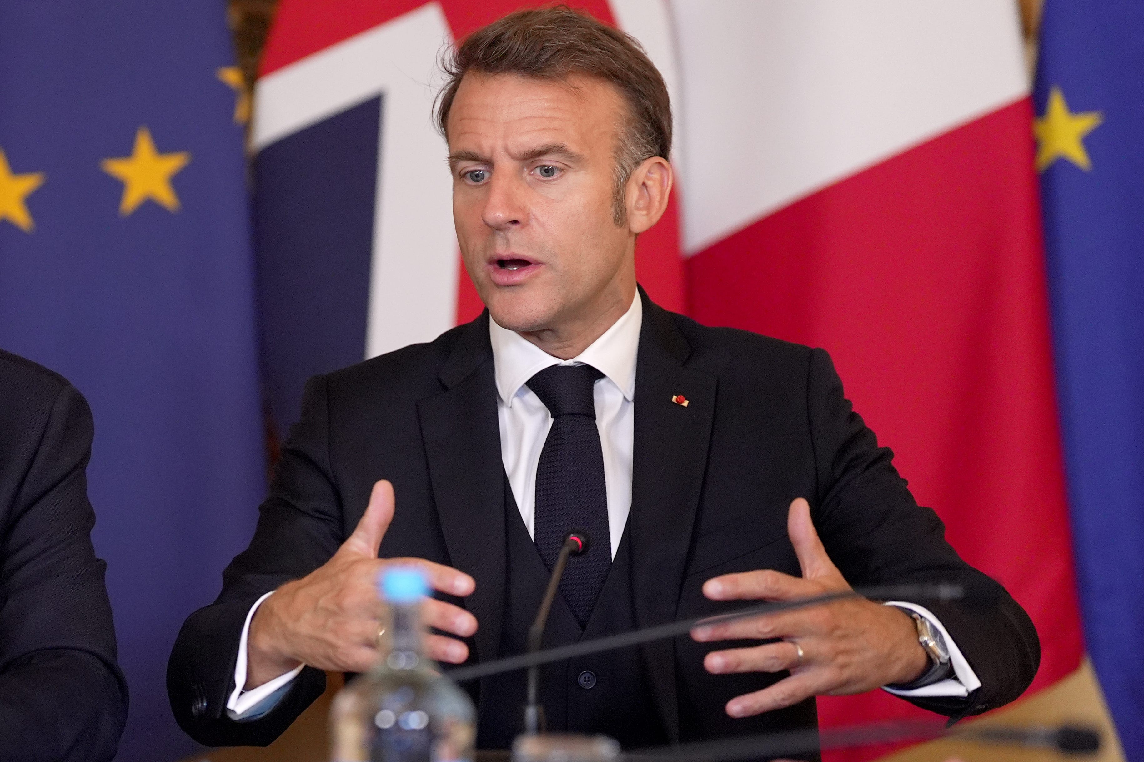 French President Emmanuel Macron said the British people had been ‘sold a lie’ over Brexit, which had made it harder to combat illegal immigration (Yui Mok/PA)