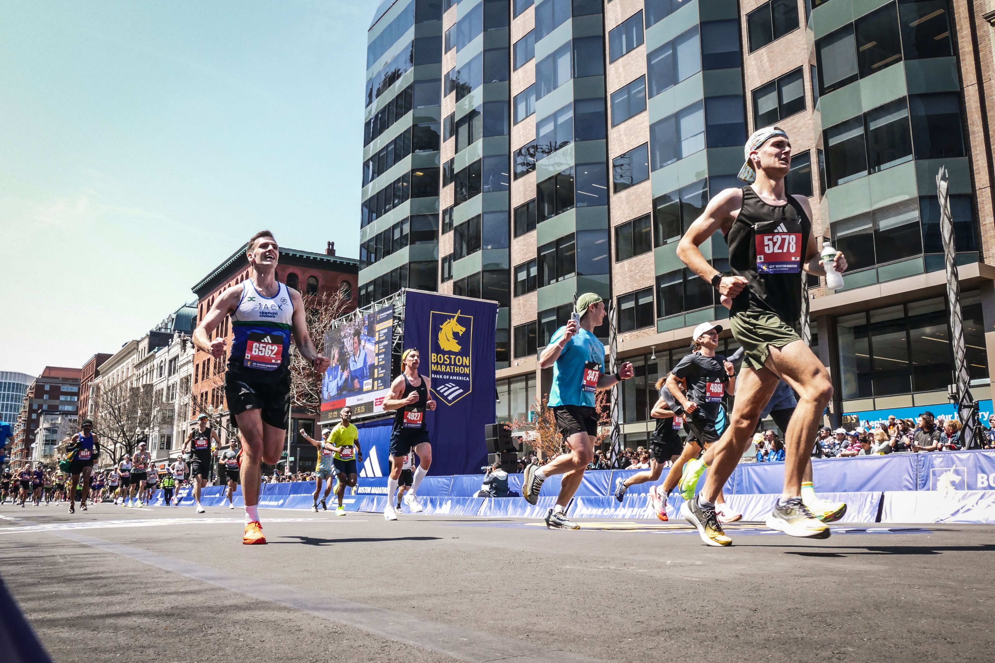 Jack approaches the finish line on Boylston Street