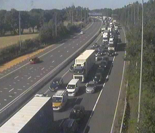 National Highways warned those on the road on Thursday morning to expect an hour of delays as traffic continued to build.