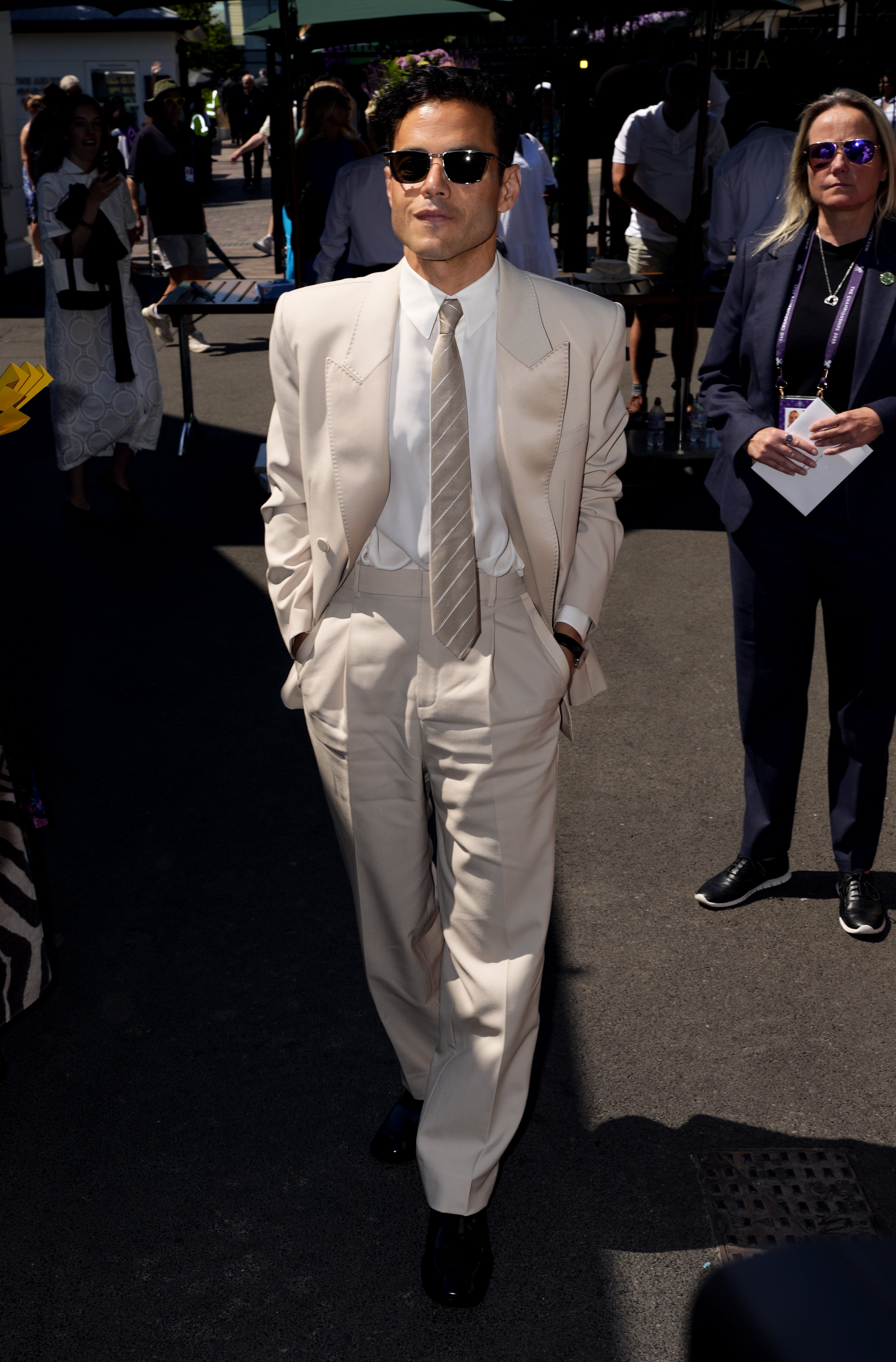 Rami Malek on day 12 of Wimbledon (Jordan Pettitt/PA)