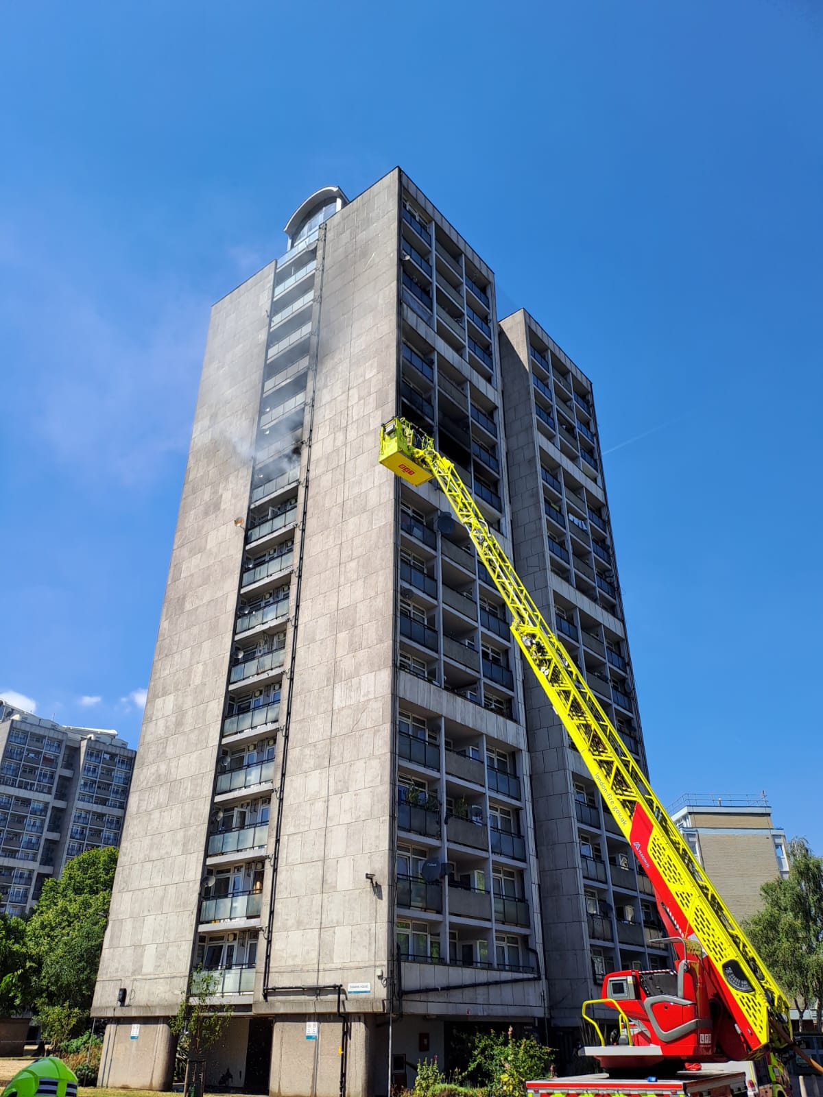 A flat was ‘completely alight’ on the 11th floor of the 17-storey building on Hillingdon Street in Walworth