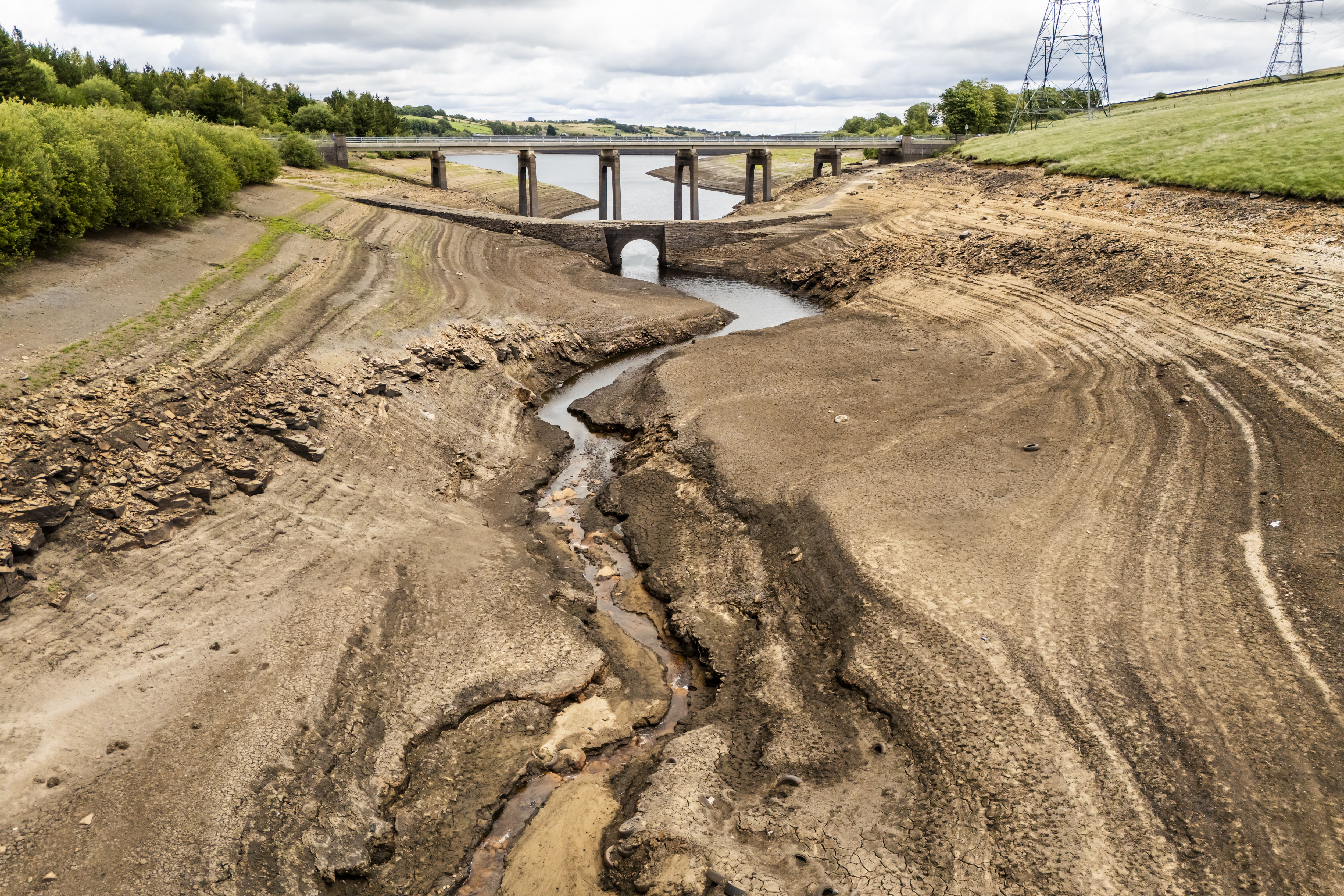 One of the driest years on record has seen reservoir levels drop sharply at a number of sites across Yorkshire, including Baitings in Ripponden as pictured