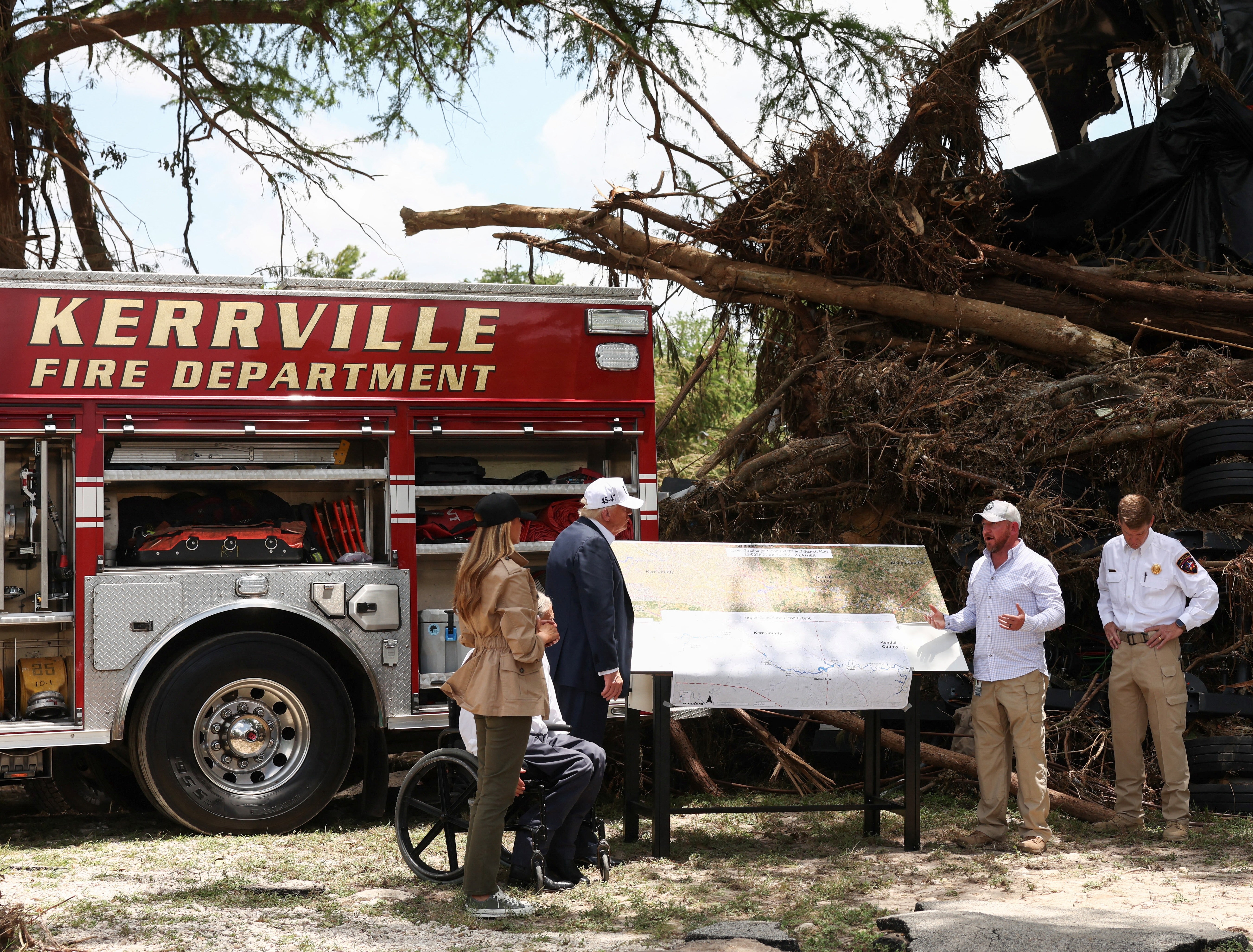 Texas floods latest: Trump surveys damage from disaster that killed 121, including Camp Mystic kids and staff