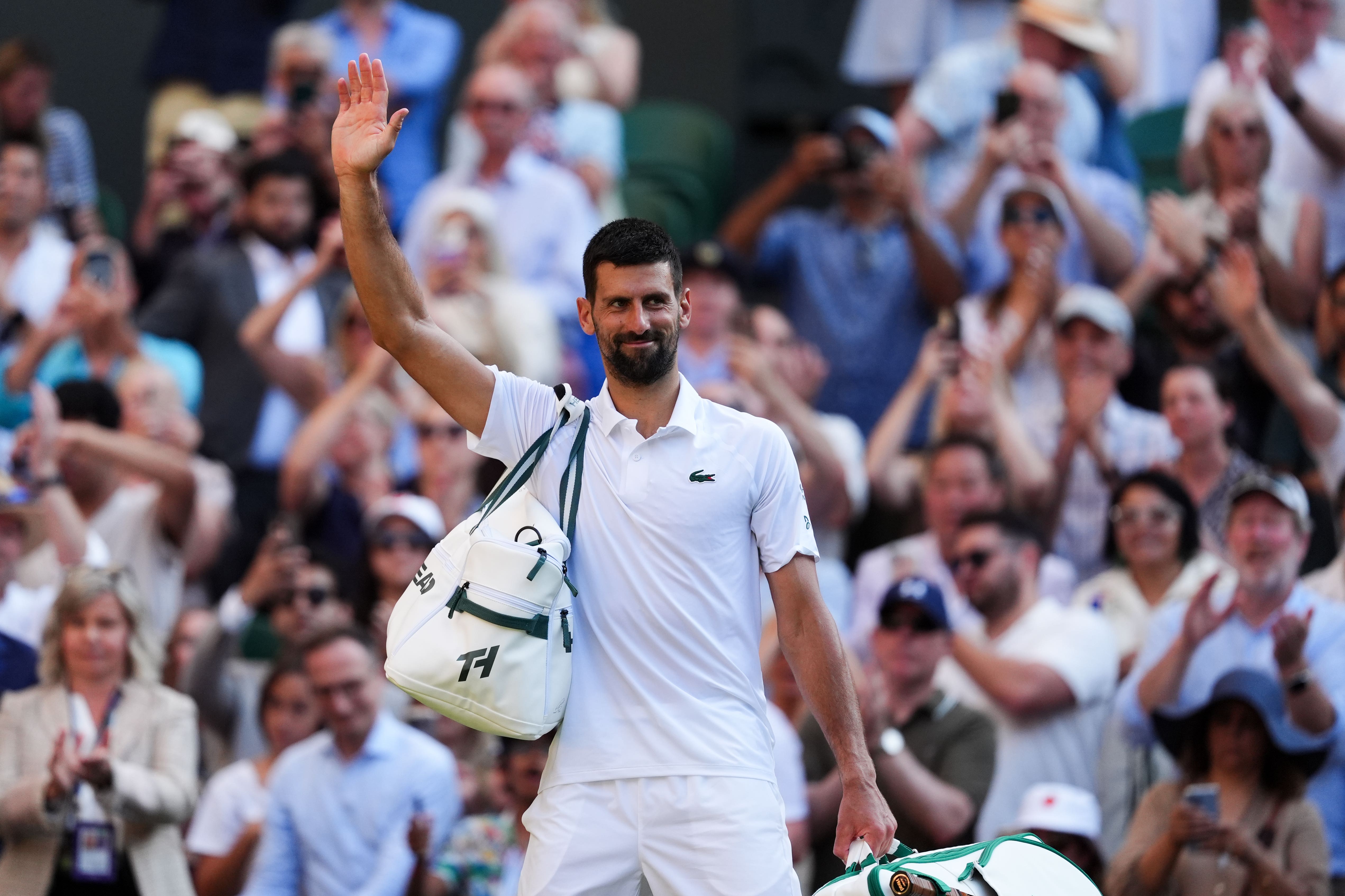 Novak Djokovic waves to the Centre Court crowd (Adam Davy/PA)
