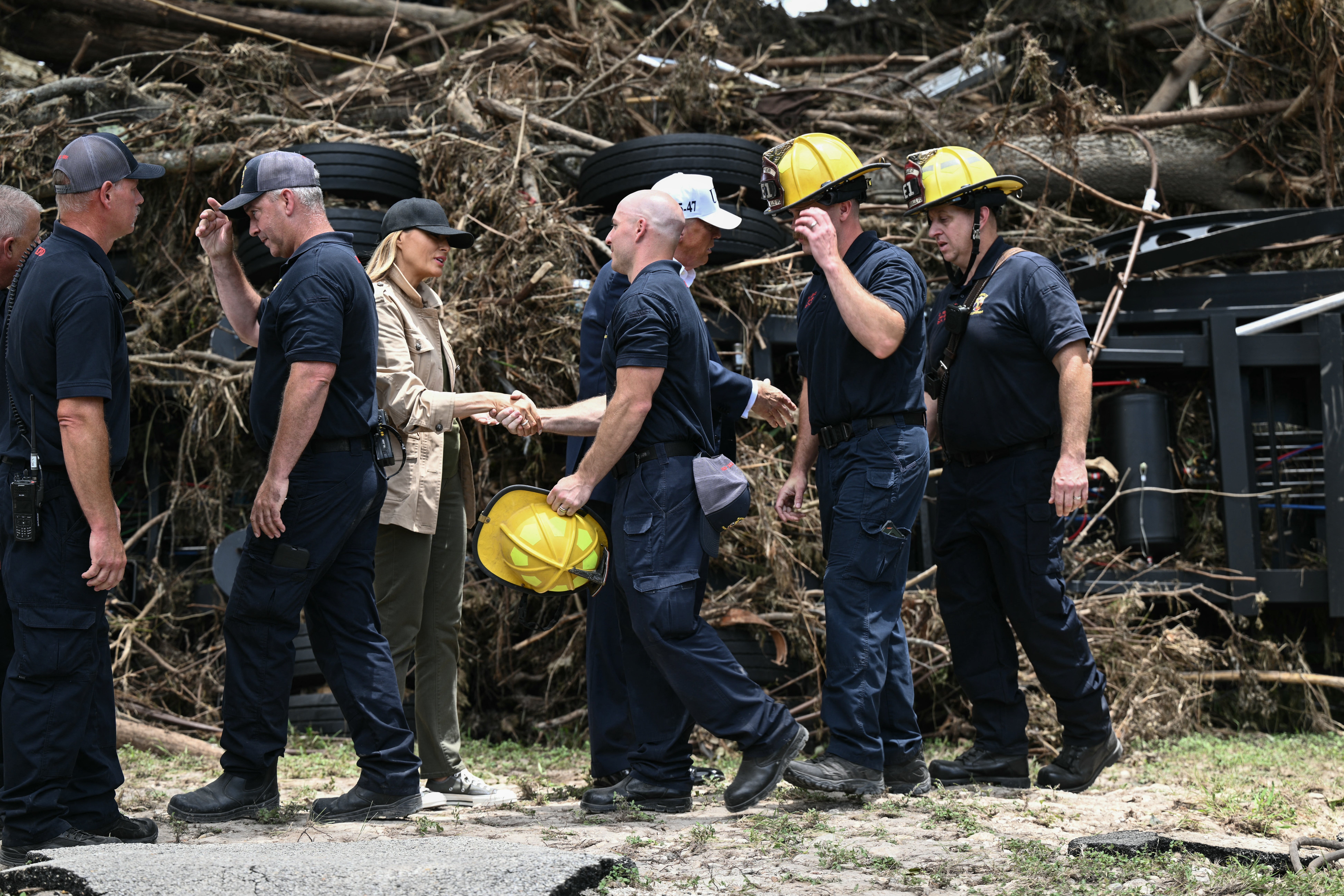 Trump and the first lady greet first responders