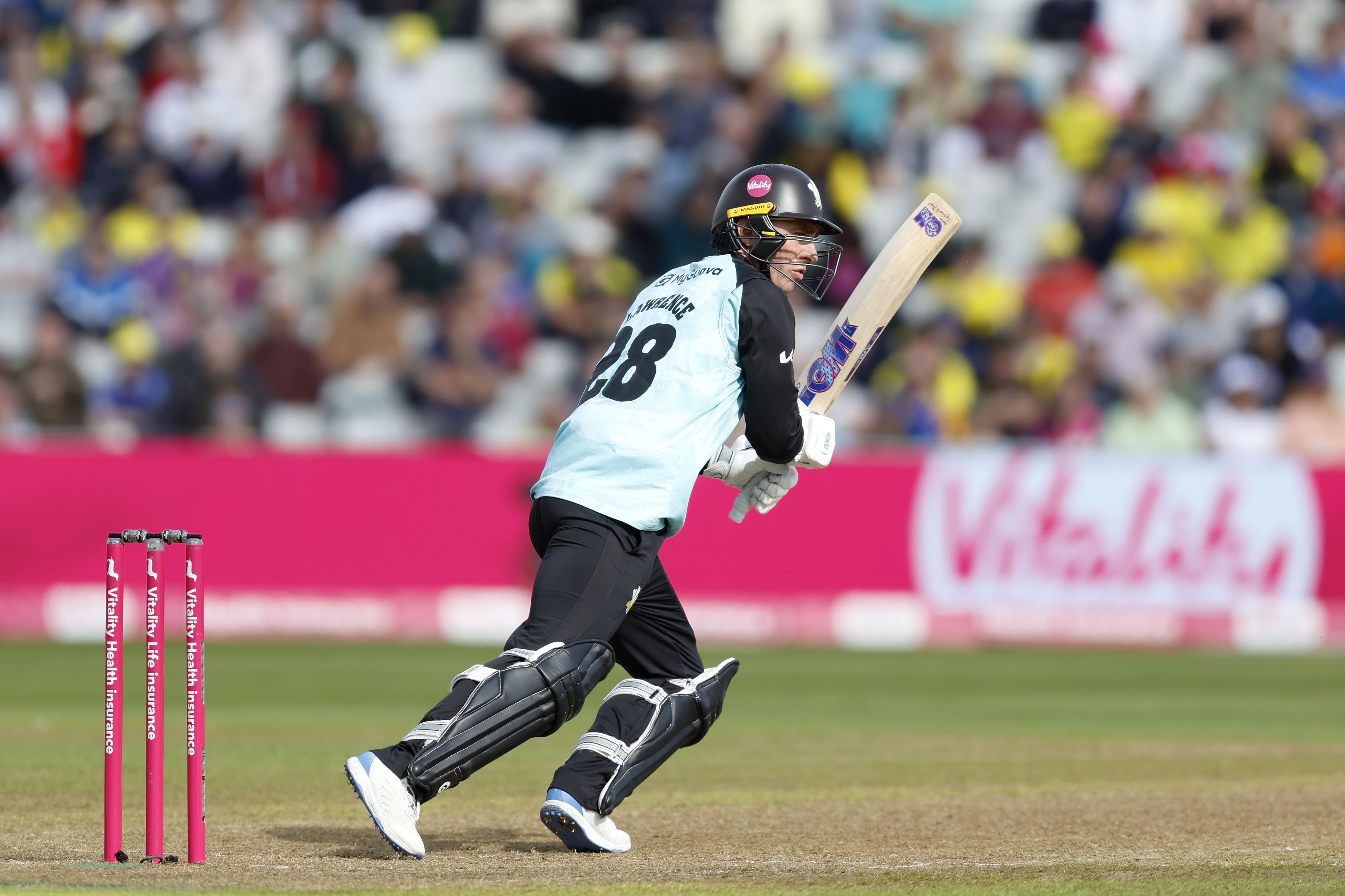 Dan Lawrence struck 120 off 54 balls in Surrey’s six-wicket win against Glamorgan (Nigel French/PA)
