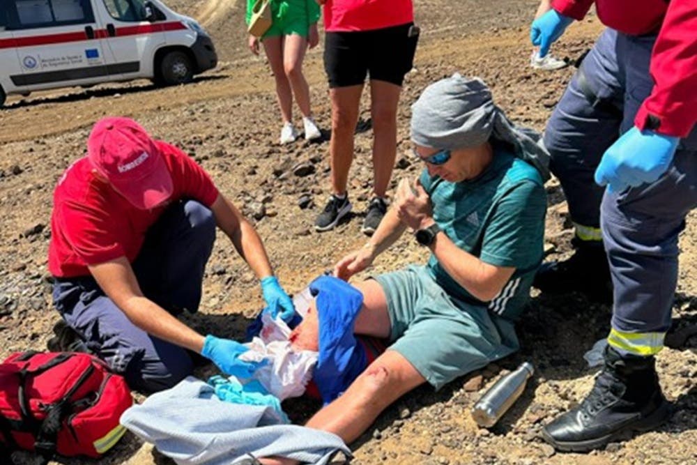 Tony Holliday receiving treatment after his quad bike crash in Cape Verde in 2023 (Tony Holliday/Scala/PA)
