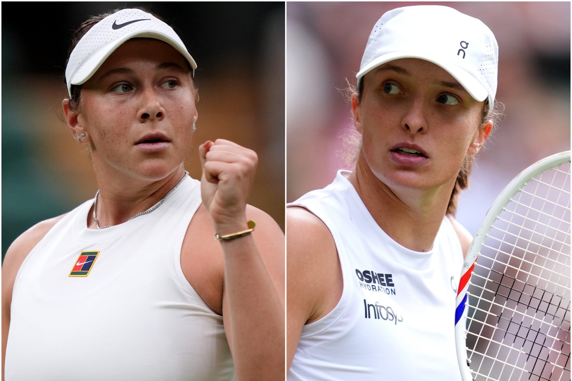 Amanda Anisimova and Iga Swiatek (PA)