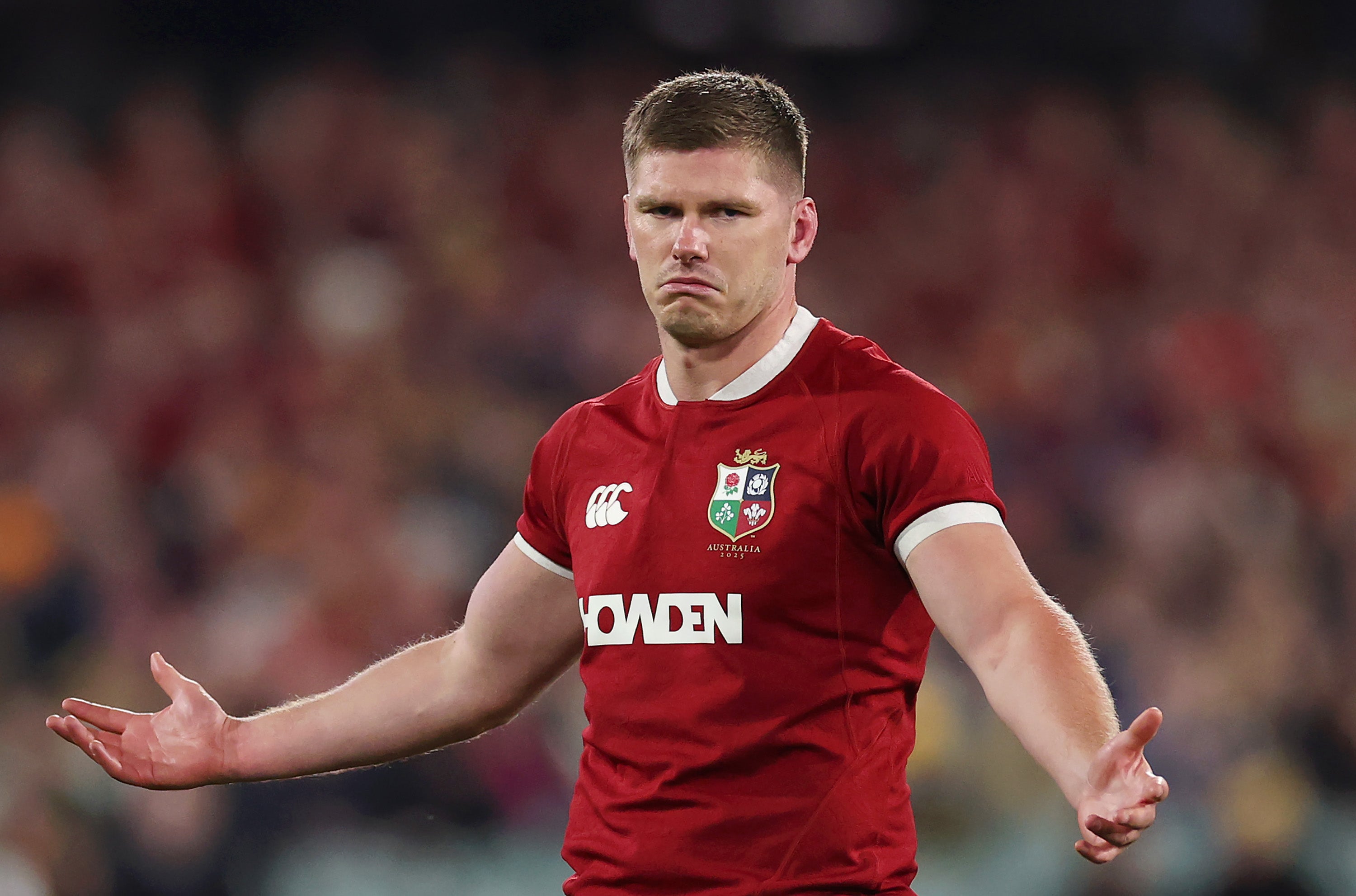 Owen Farrell of British & Irish Lions reacts during the tour match between AUNZ XI