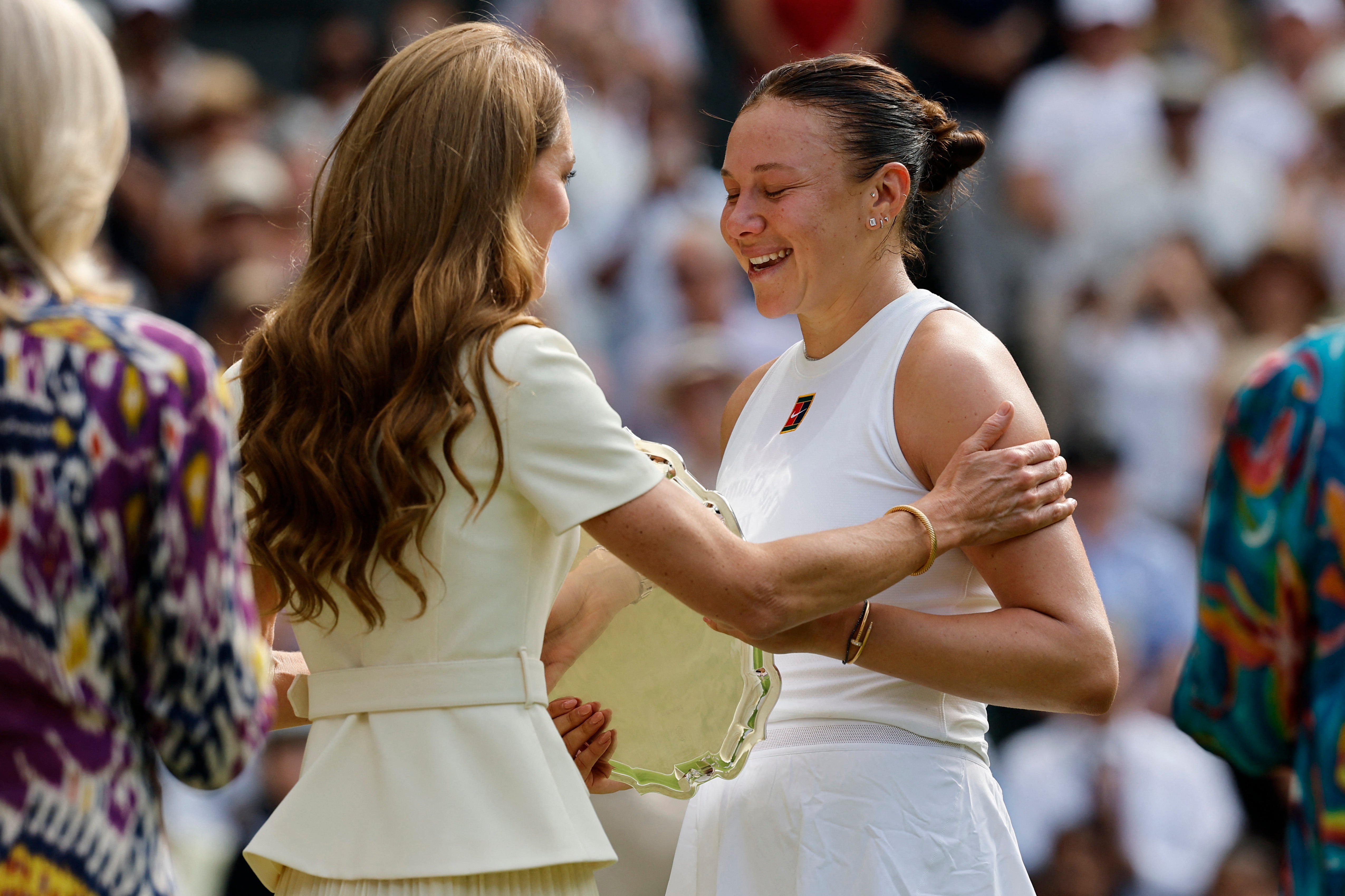 Anisimova is consoled by the Princess of Wales