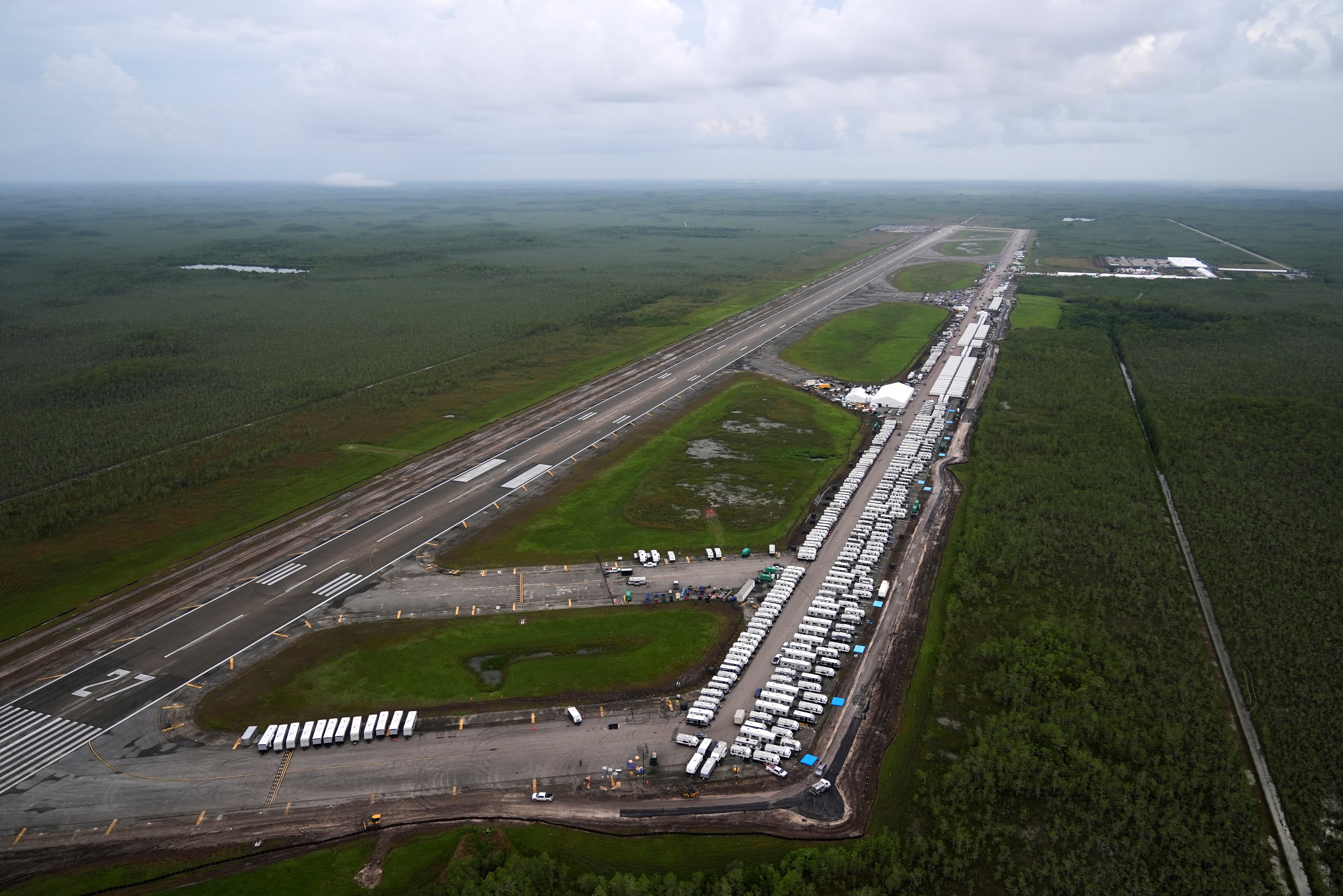 On Saturday Florida lawmakers from both parties took a state-arranged tour of the new 3,000-bed detention center that the state rapidly built on an isolated airstrip surrounded by swampland in the Everglades